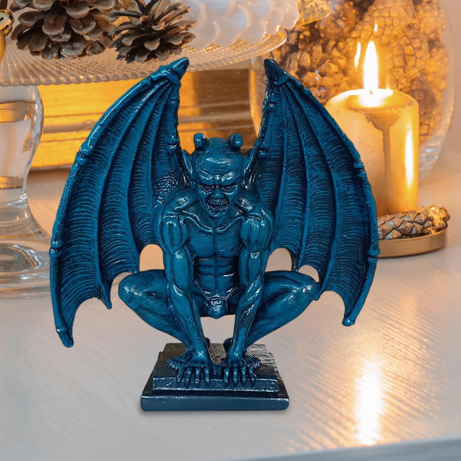 Demon Demon Gothic Sculpture Figurine Shelf Collection Guardian Miniature Blue