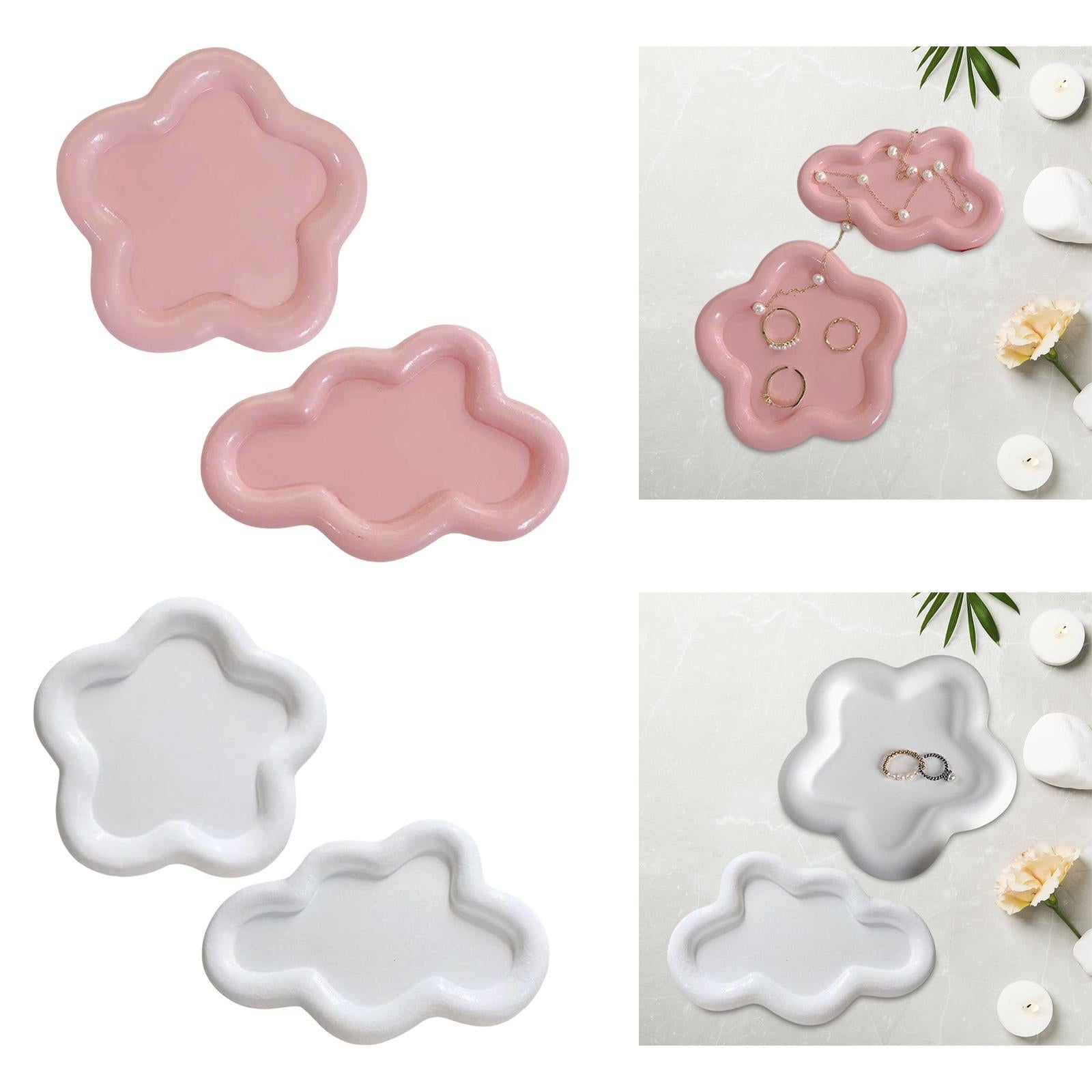 2x Jewelry Display Trays Vanity Trays Display Choker Keys Trinket Organizers Pink