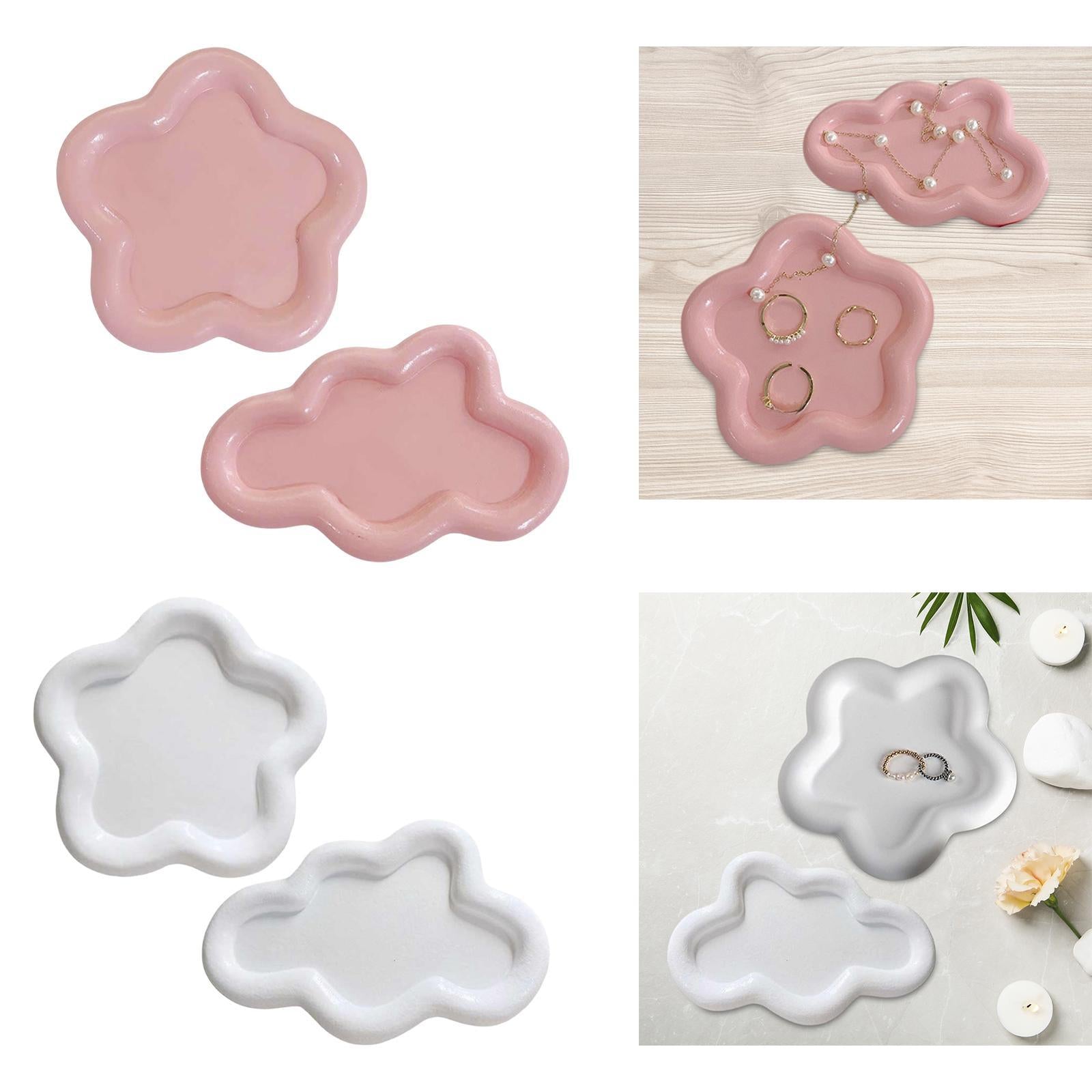 2x Jewelry Display Trays Vanity Trays Display Choker Keys Trinket Organizers Pink