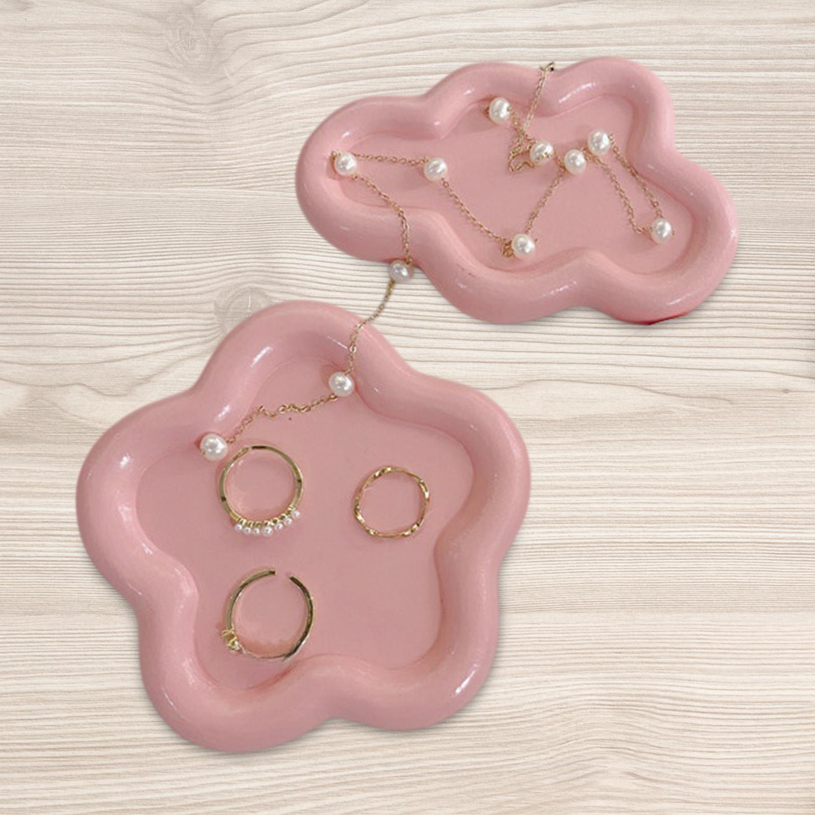 2x Jewelry Display Trays Vanity Trays Display Choker Keys Trinket Organizers Pink