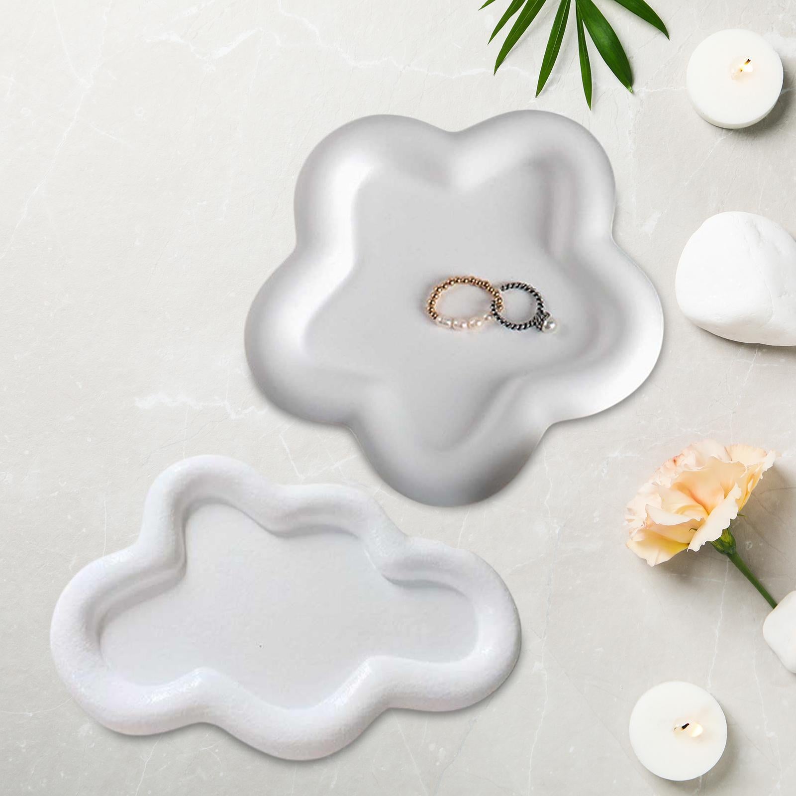 2x Jewelry Display Trays Vanity Trays Display Choker Keys Trinket Organizers White