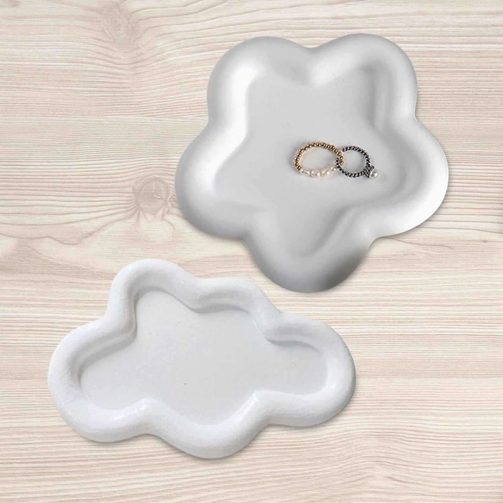 2x Jewelry Display Trays Vanity Trays Display Choker Keys Trinket Organizers White
