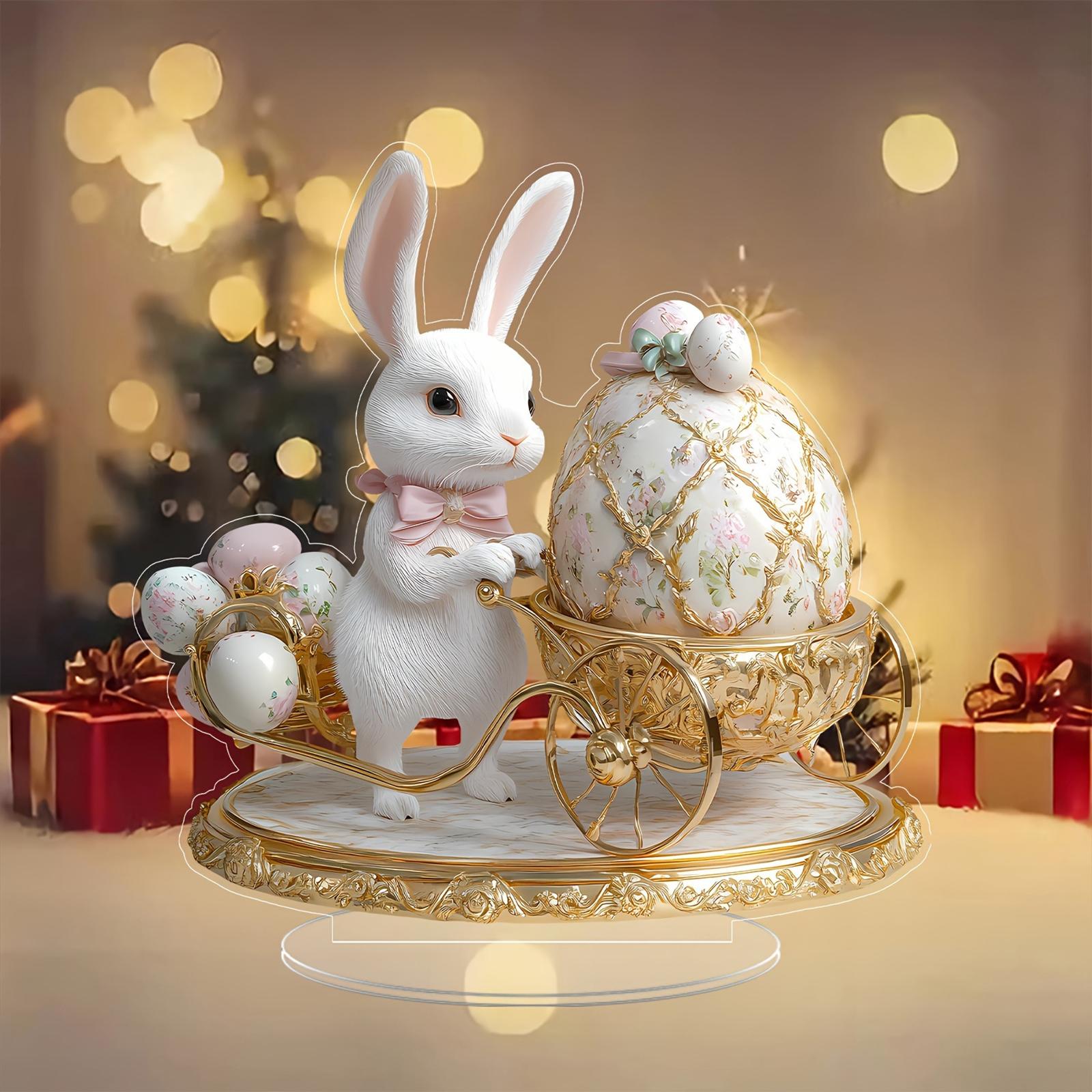 2D Flat Acrylic Sign Cute Easter Ornament for Displaying Theme Party Festive Bunny Eggs