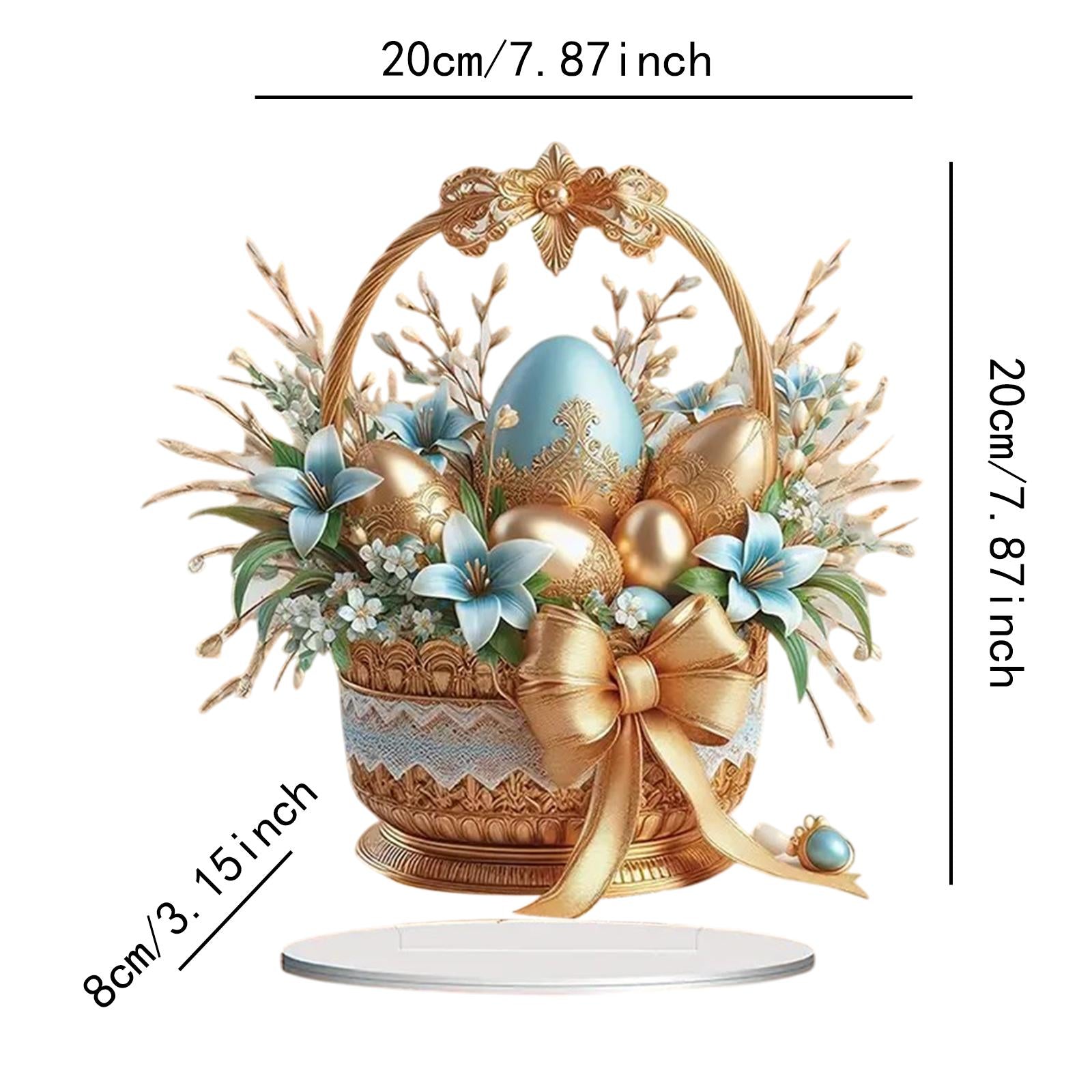 2D Flat Acrylic Sign Cute Easter Ornament for Displaying Theme Party Festive Eggs Basket