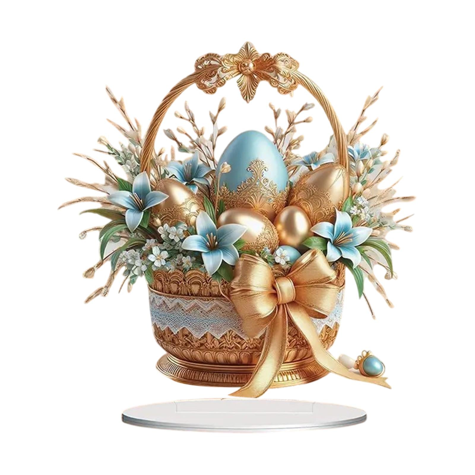 2D Flat Acrylic Sign Cute Easter Ornament for Displaying Theme Party Festive Eggs Basket