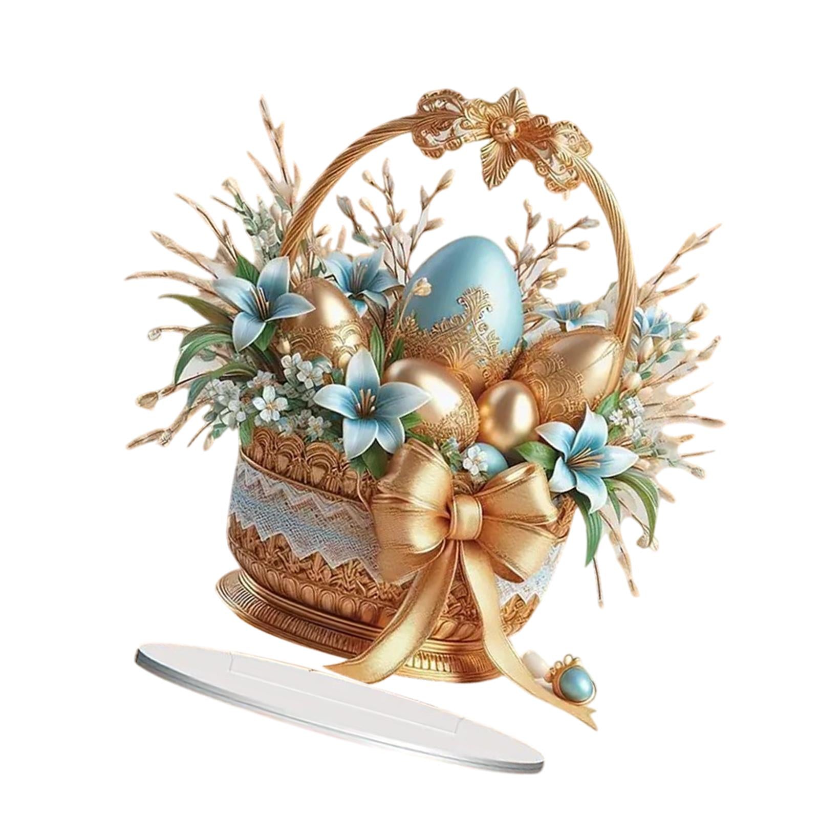 2D Flat Acrylic Sign Cute Easter Ornament for Displaying Theme Party Festive Eggs Basket