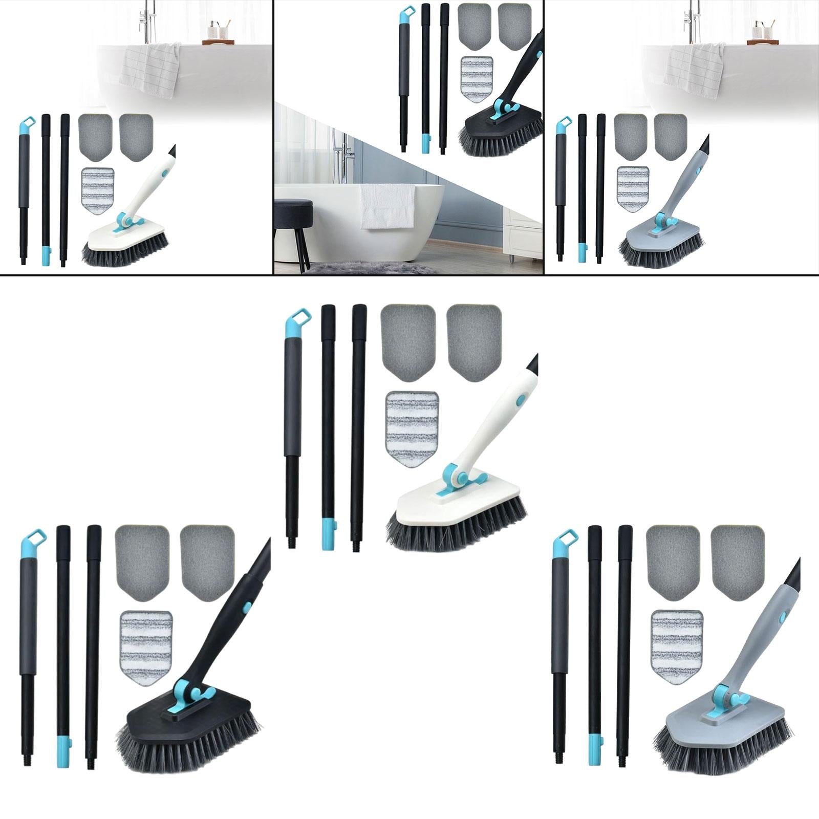 Shower Cleaning Brush Wall Detachable Stiff Bristles Tub Tile Scrubber Brush White