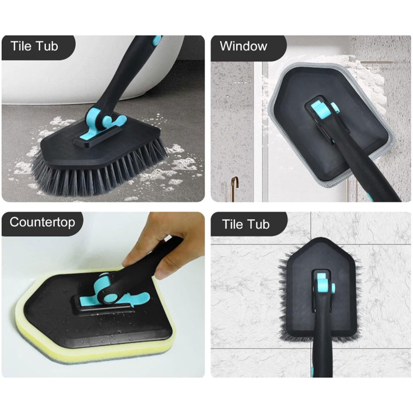 Shower Cleaning Brush Wall Detachable Stiff Bristles Tub Tile Scrubber Brush Black