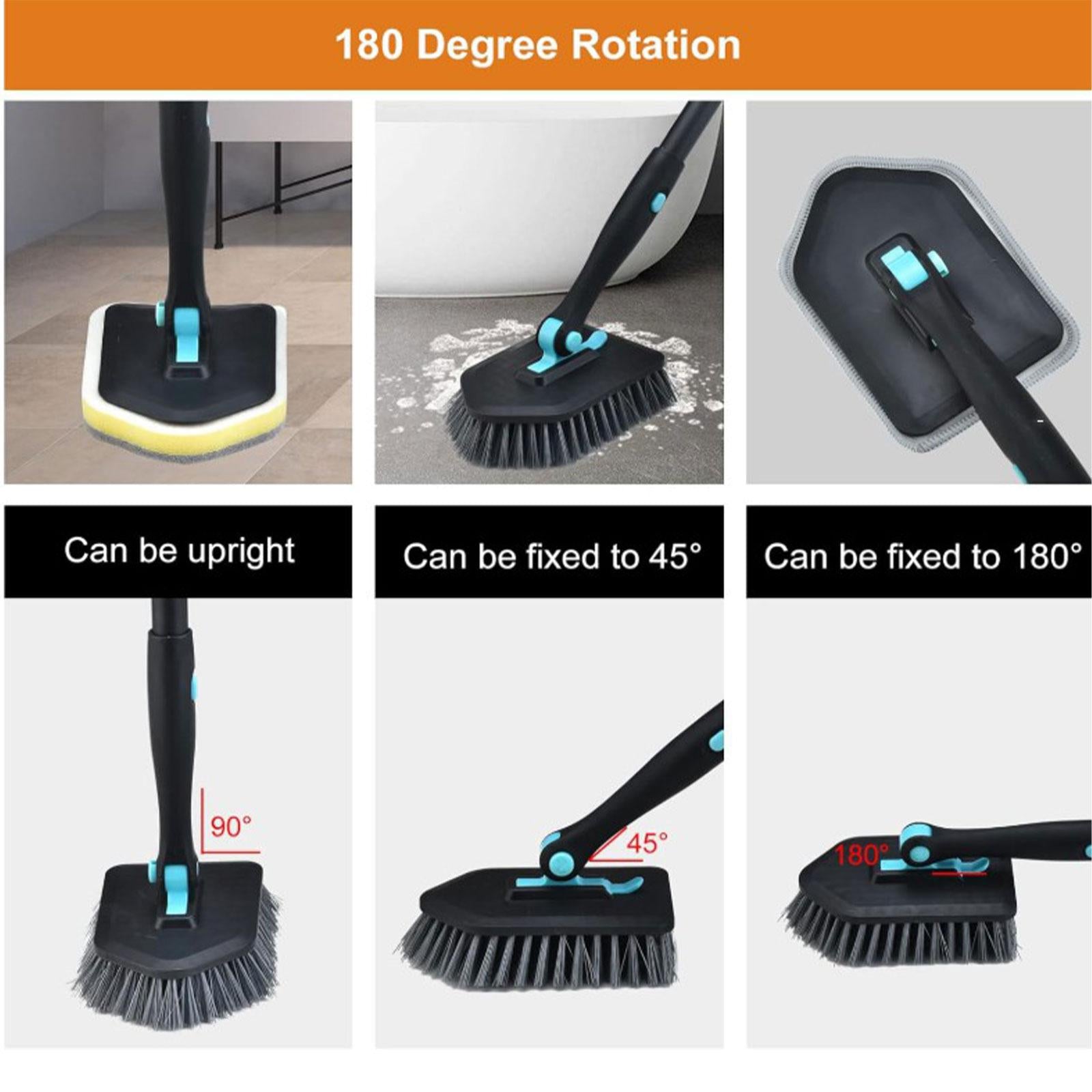 Shower Cleaning Brush Wall Detachable Stiff Bristles Tub Tile Scrubber Brush Black