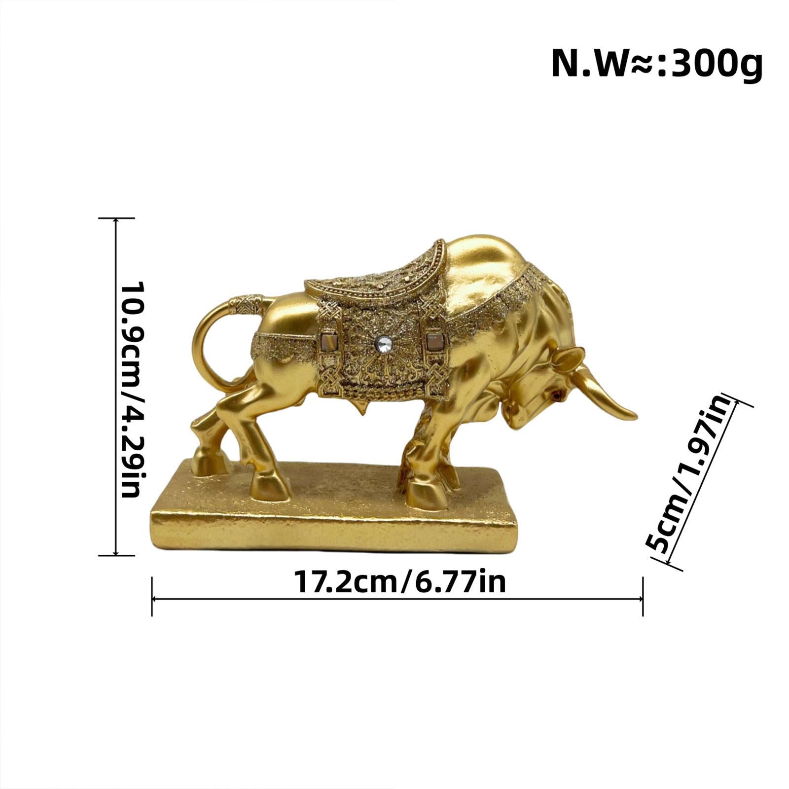 Bull Statue Sculpture Desktop Decoration Handicraft for Study Room Golden