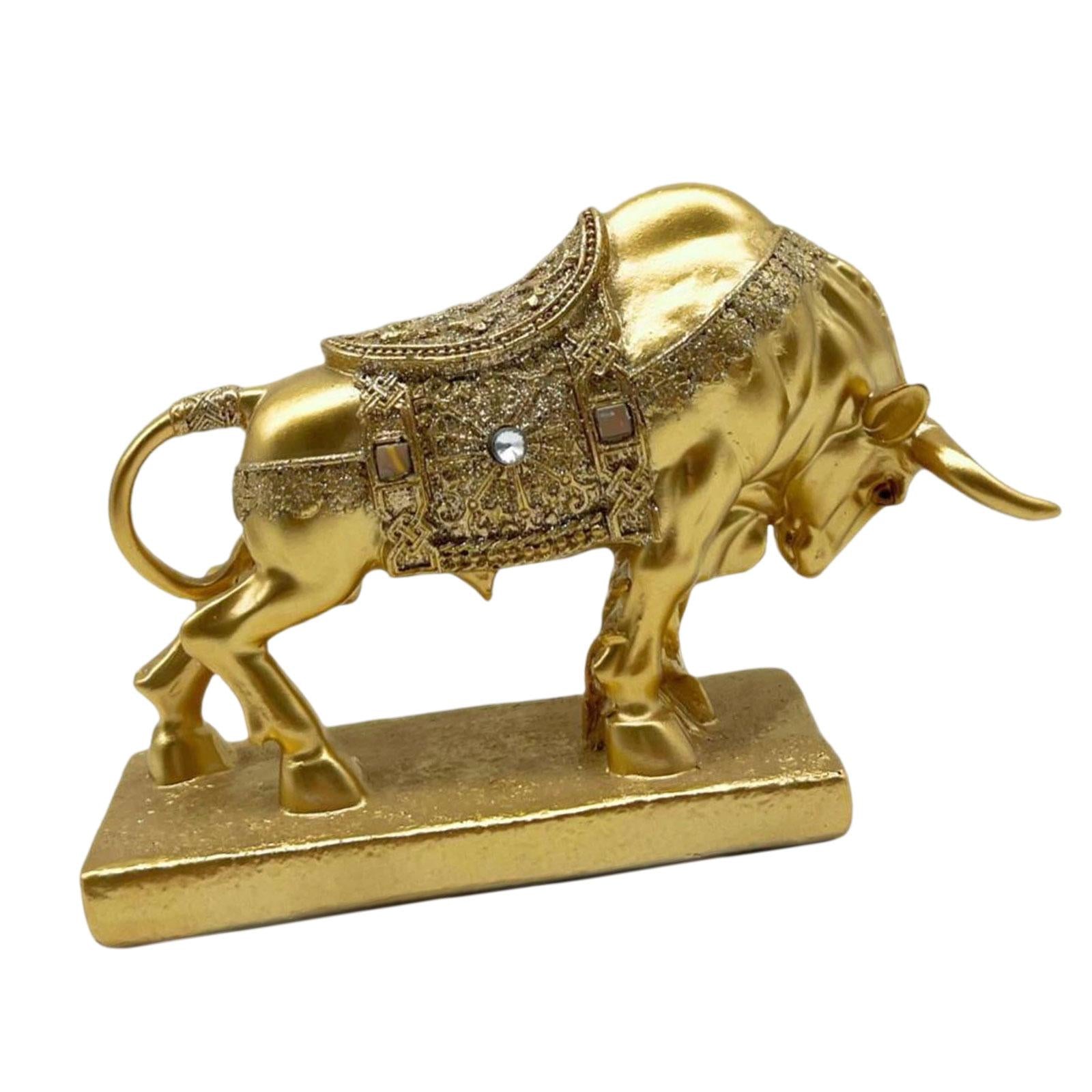 Bull Statue Sculpture Desktop Decoration Handicraft for Study Room Golden