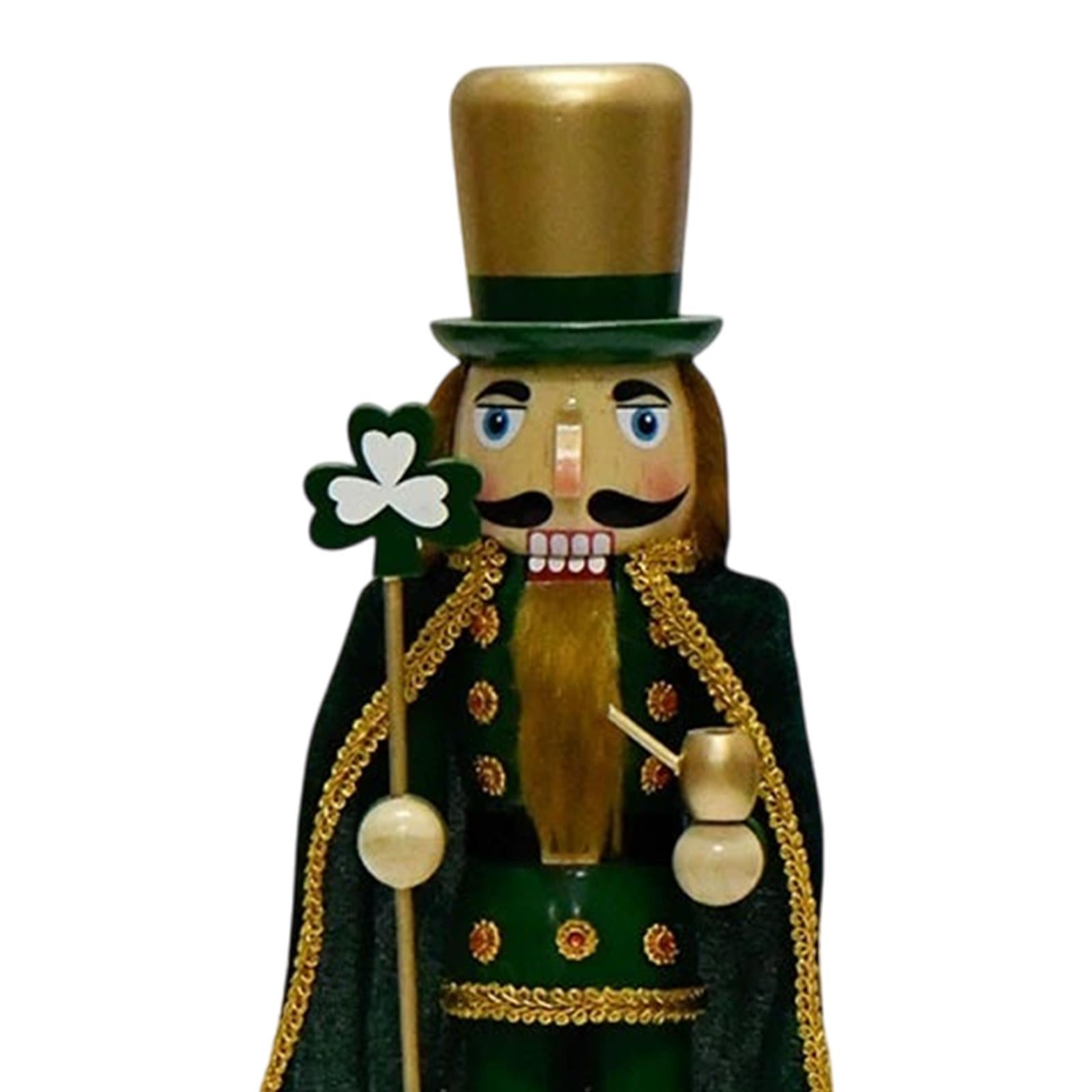 Wooden Nutcracker Figure Irish Ornament Doll Room St Patricks Day Decoration