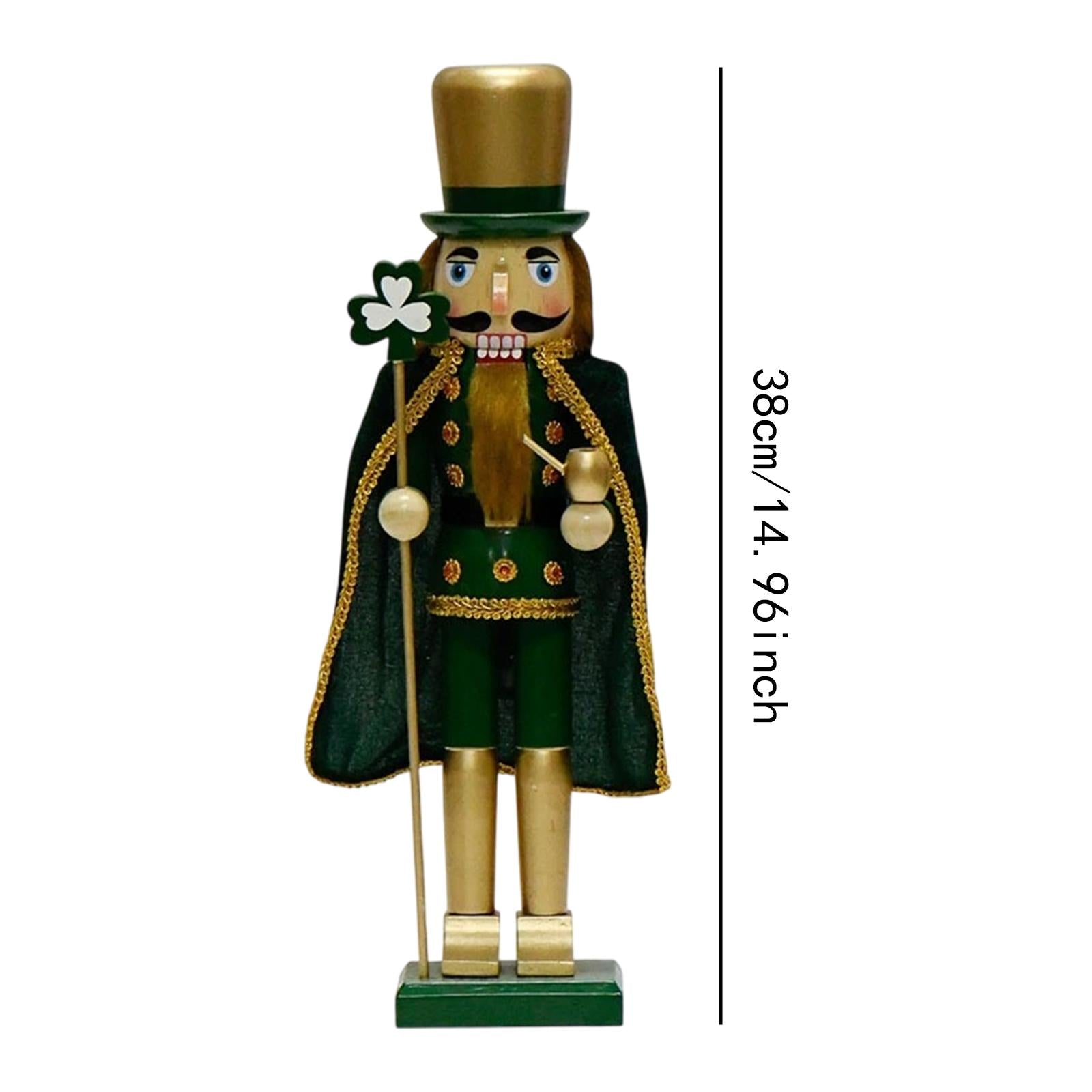 Wooden Nutcracker Figure Irish Ornament Doll Room St Patricks Day Decoration