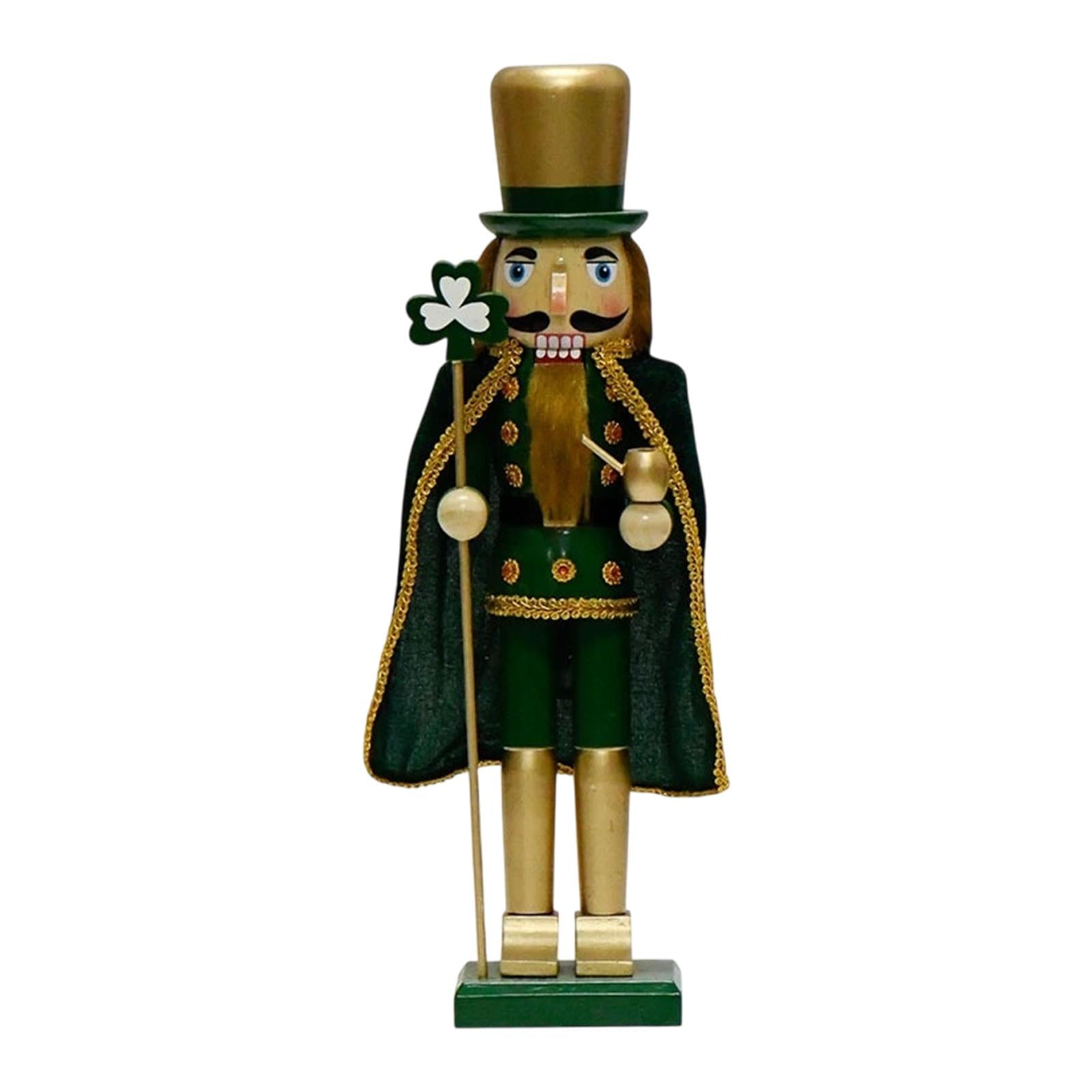 Wooden Nutcracker Figure Irish Ornament Doll Room St Patricks Day Decoration