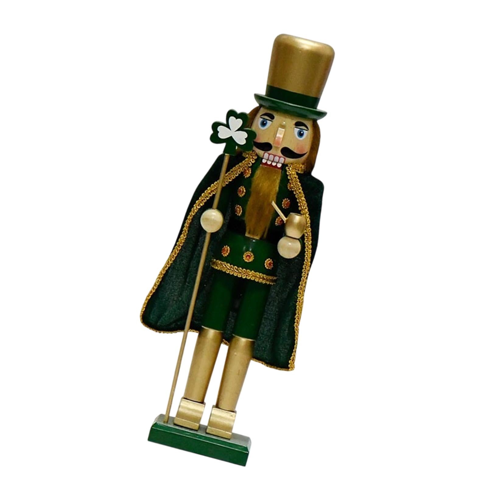 Wooden Nutcracker Figure Irish Ornament Doll Room St Patricks Day Decoration