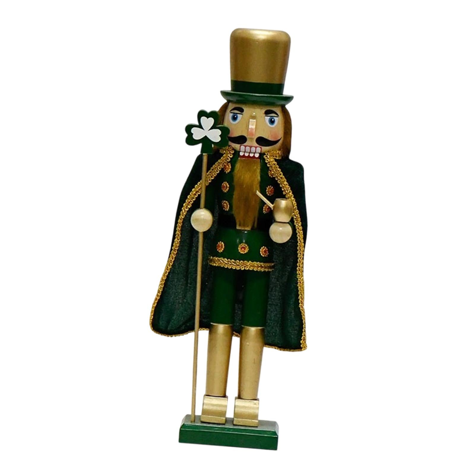 Wooden Nutcracker Figure Irish Ornament Doll Room St Patricks Day Decoration