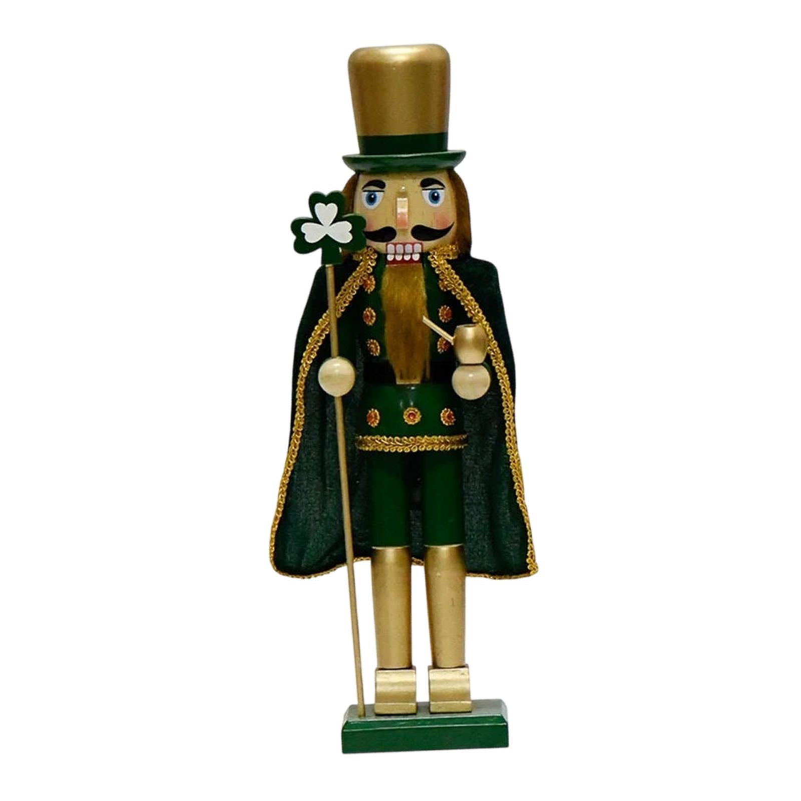 Wooden Nutcracker Figure Irish Ornament Doll Room St Patricks Day Decoration
