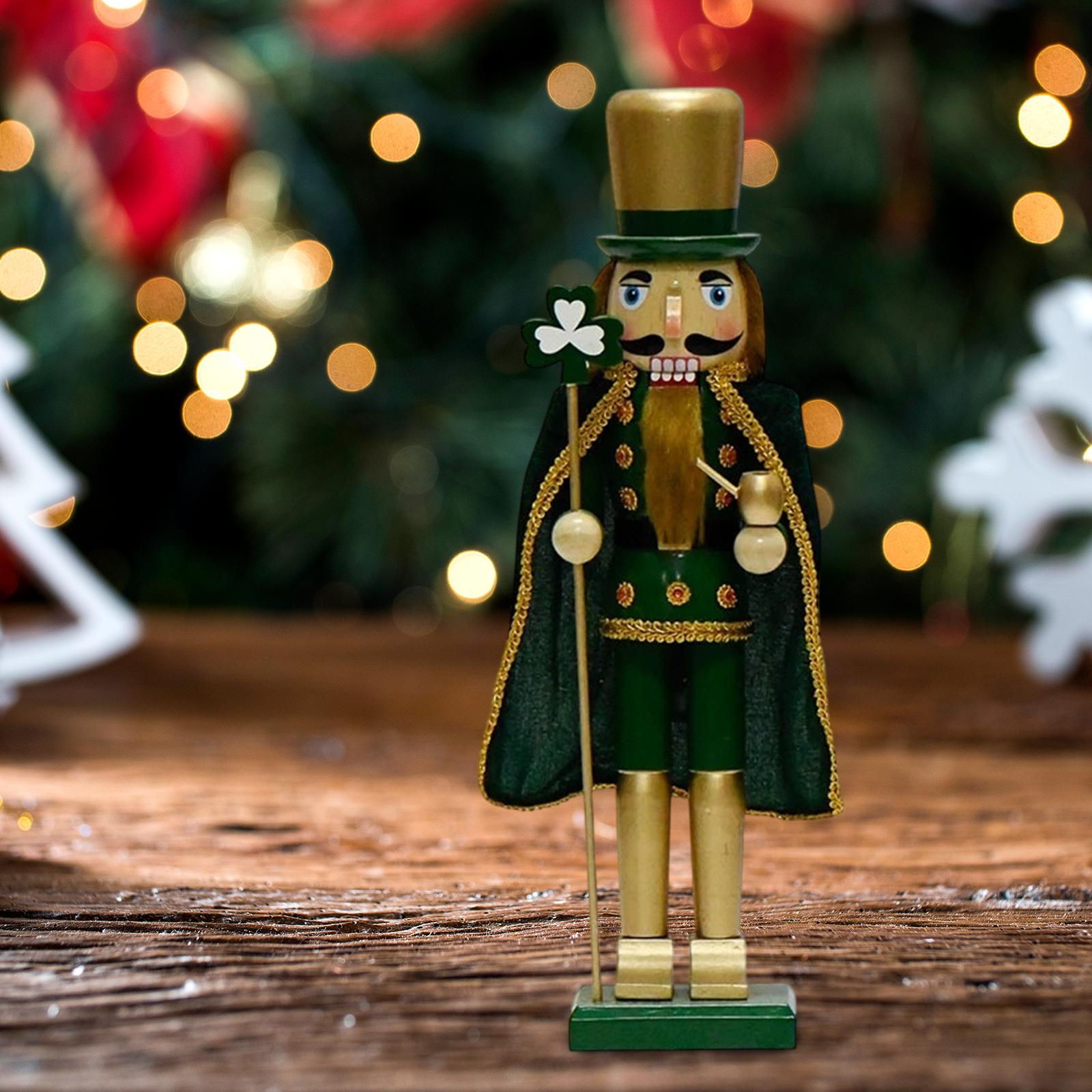 Wooden Nutcracker Figure Irish Ornament Doll Room St Patricks Day Decoration