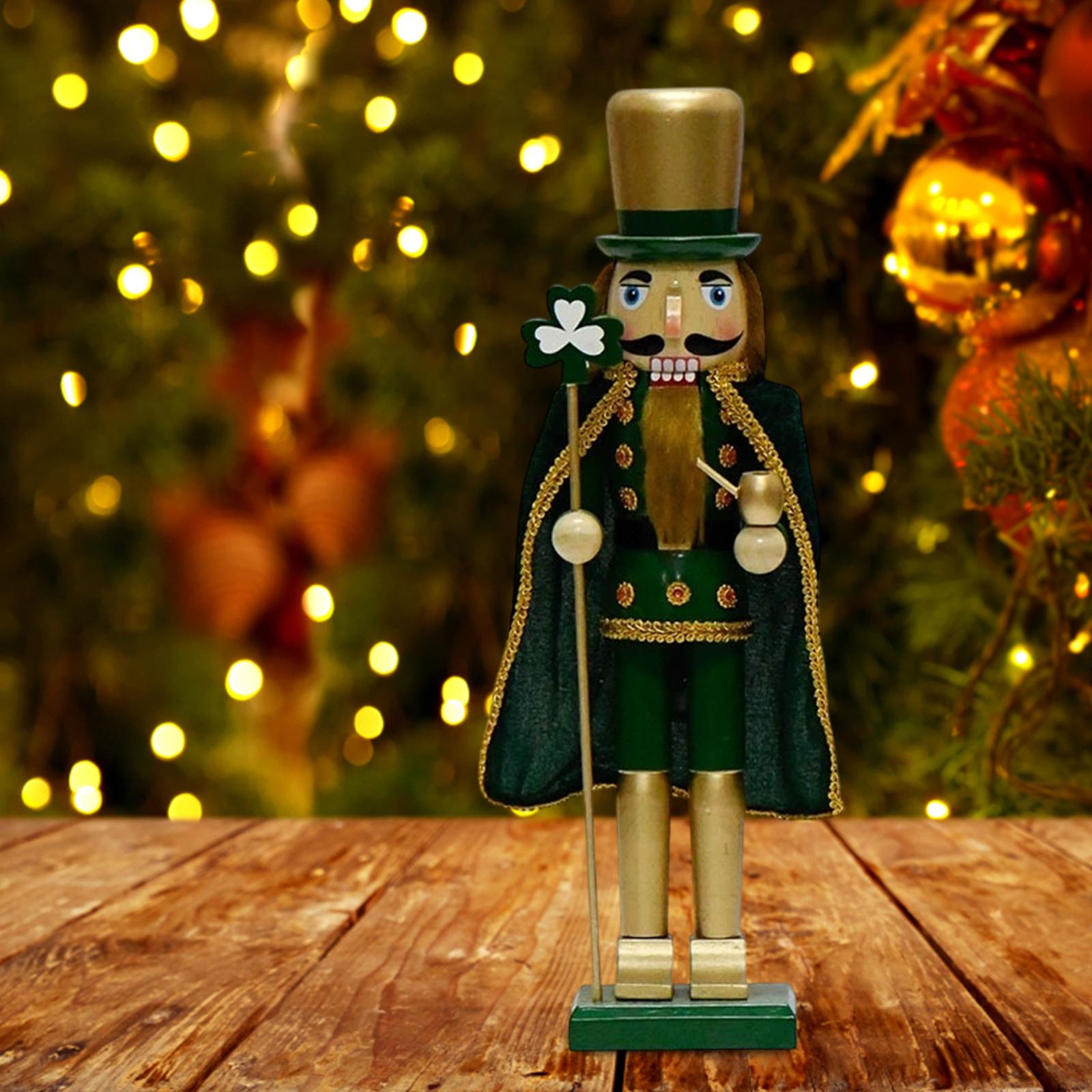 Wooden Nutcracker Figure Irish Ornament Doll Room St Patricks Day Decoration
