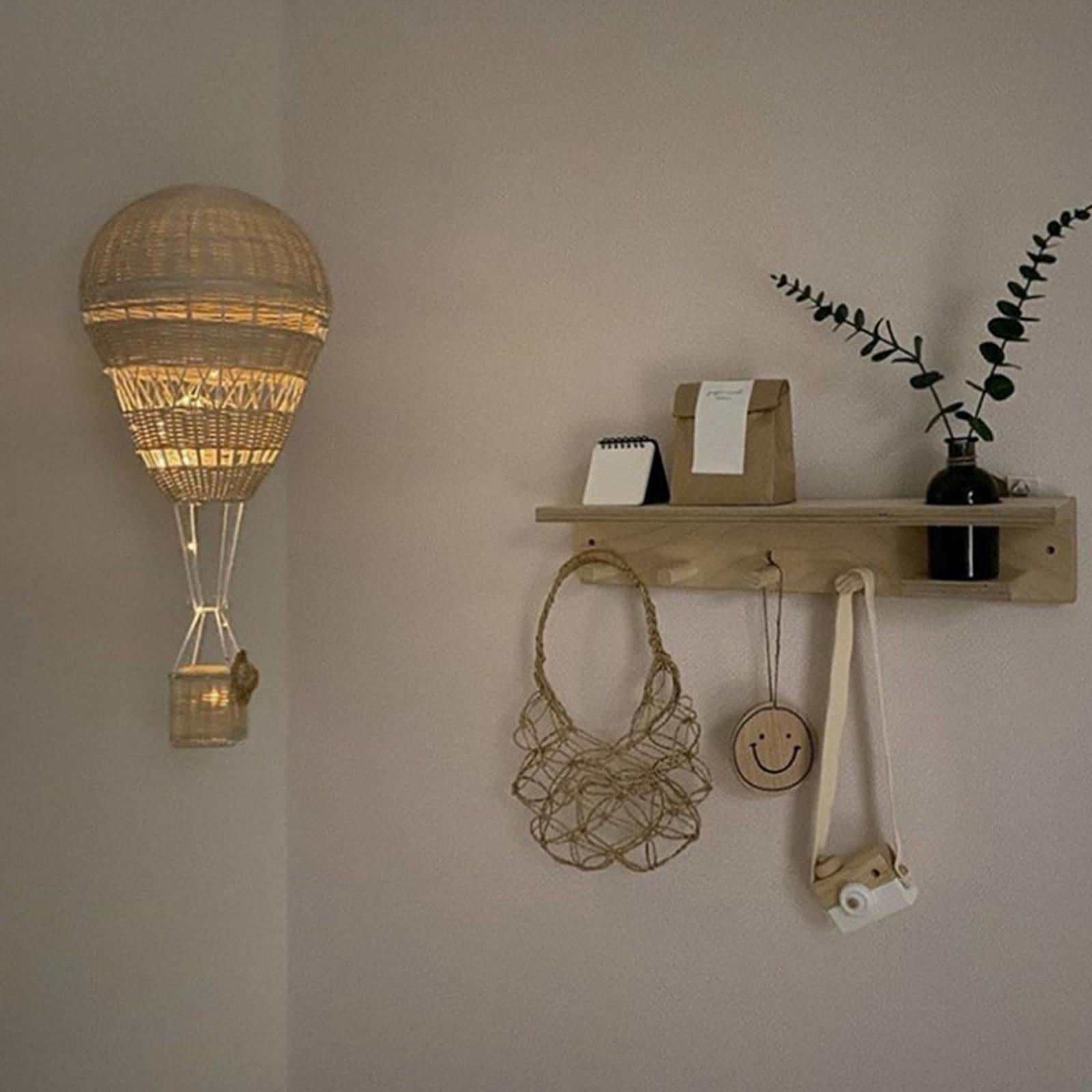 Rattan Hot Air Balloon Wall Decoration 30x22cm for Children's Bedroom Sturdy