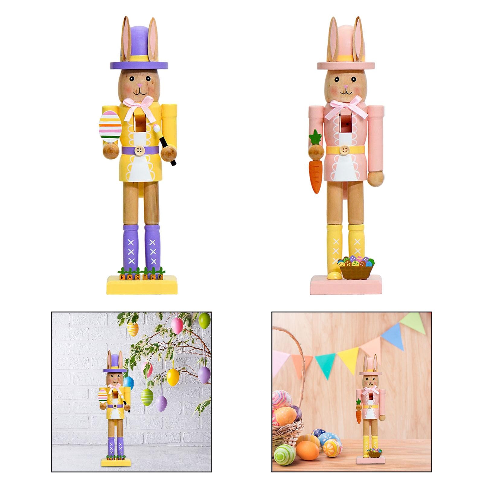 Rabbits Nutcracker Modern Crafts Easter Decor for Tea Room Bookshelf Desktop Purple Yellow