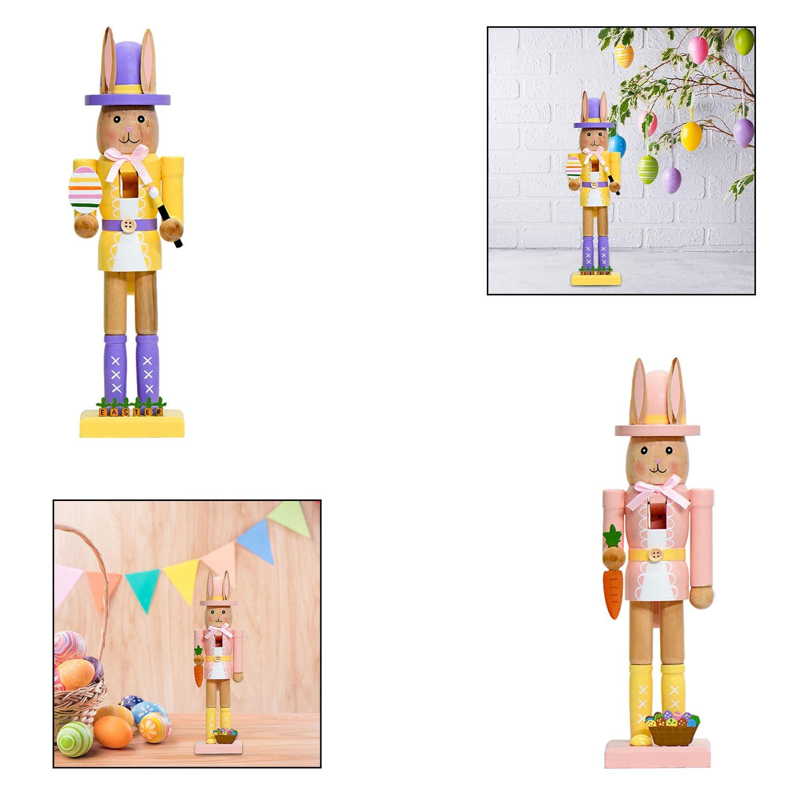 Rabbits Nutcracker Modern Crafts Easter Decor for Tea Room Bookshelf Desktop Purple Yellow