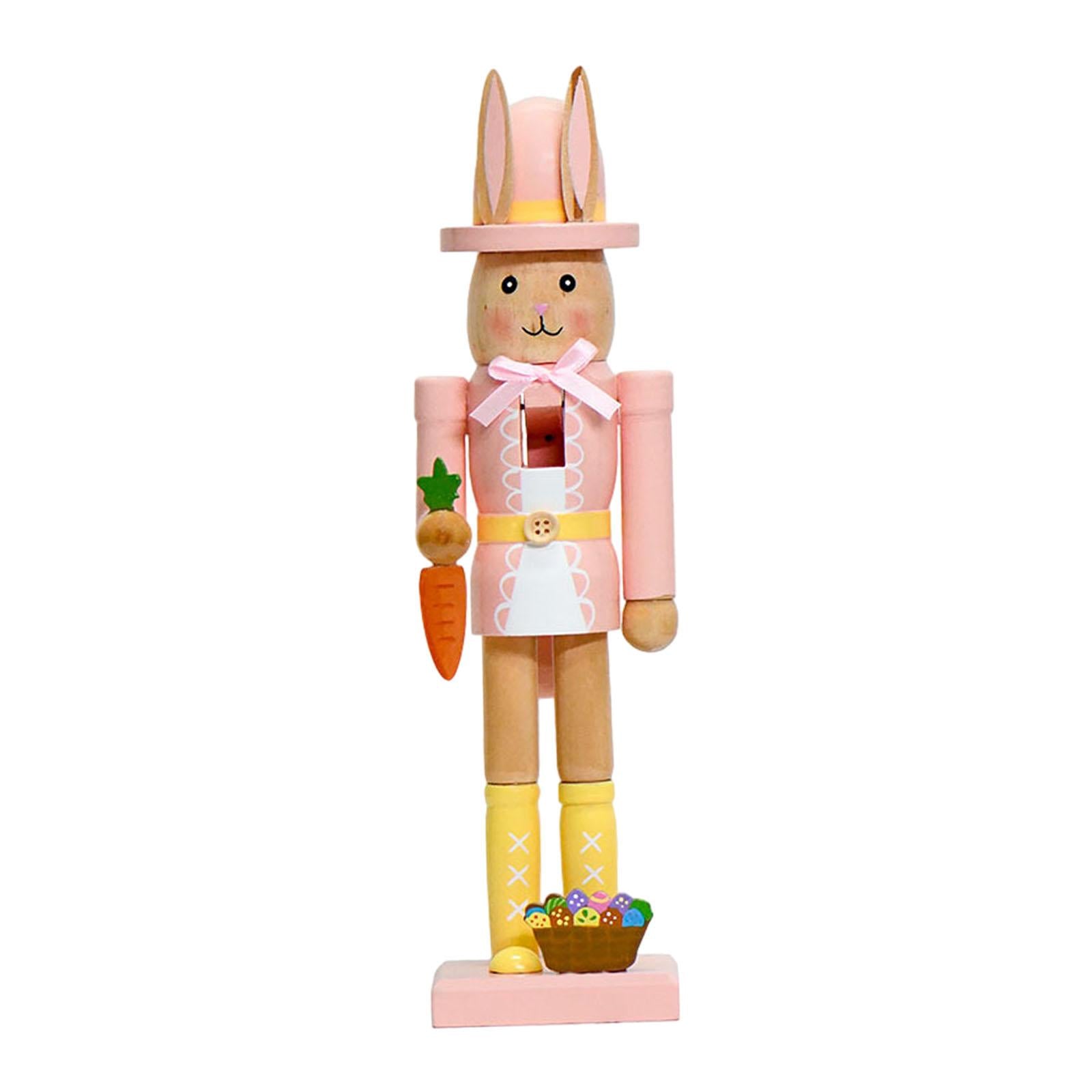 Rabbits Nutcracker Modern Crafts Easter Decor for Tea Room Bookshelf Desktop Pink Yellow