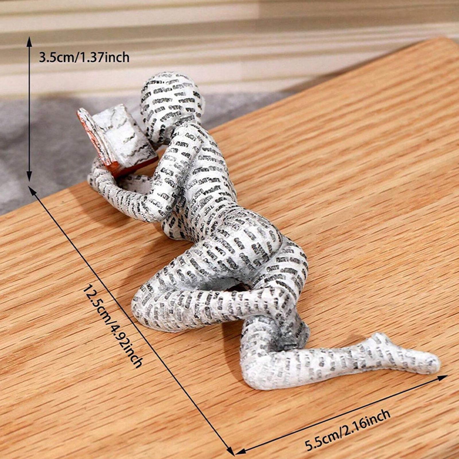 Thinker Statue Reading Woman Figurine for Bedroom Hallway Table Centerpieces White