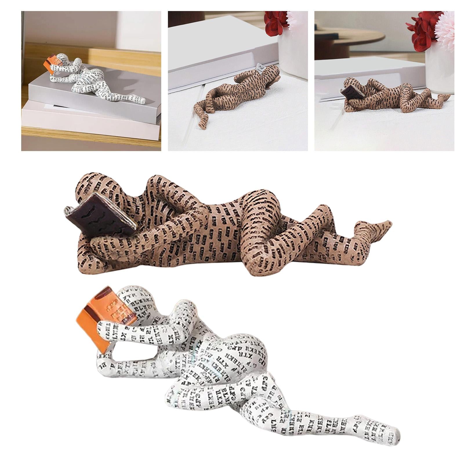 Thinker Statue Reading Woman Figurine for Bedroom Hallway Table Centerpieces White