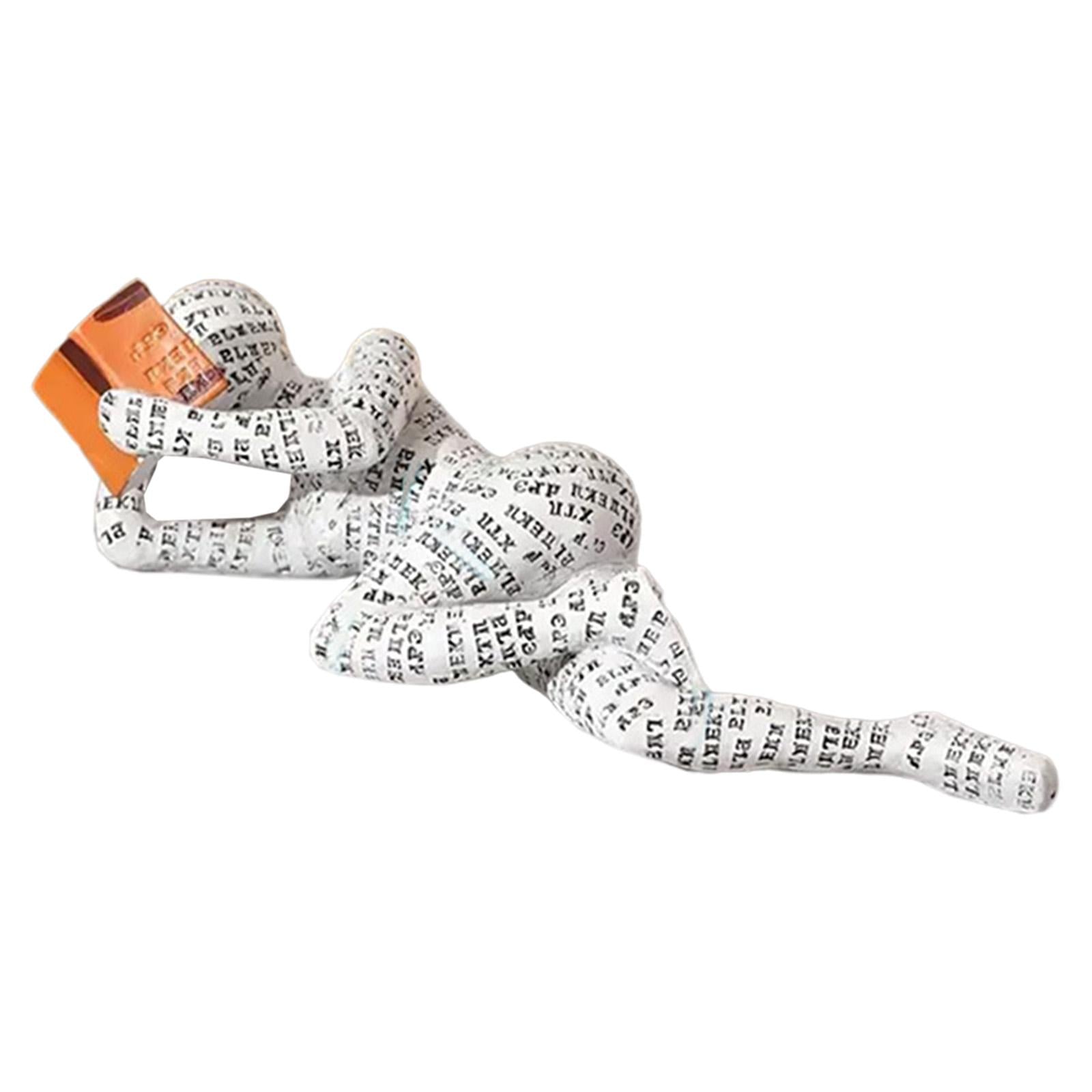 Thinker Statue Reading Woman Figurine for Bedroom Hallway Table Centerpieces White