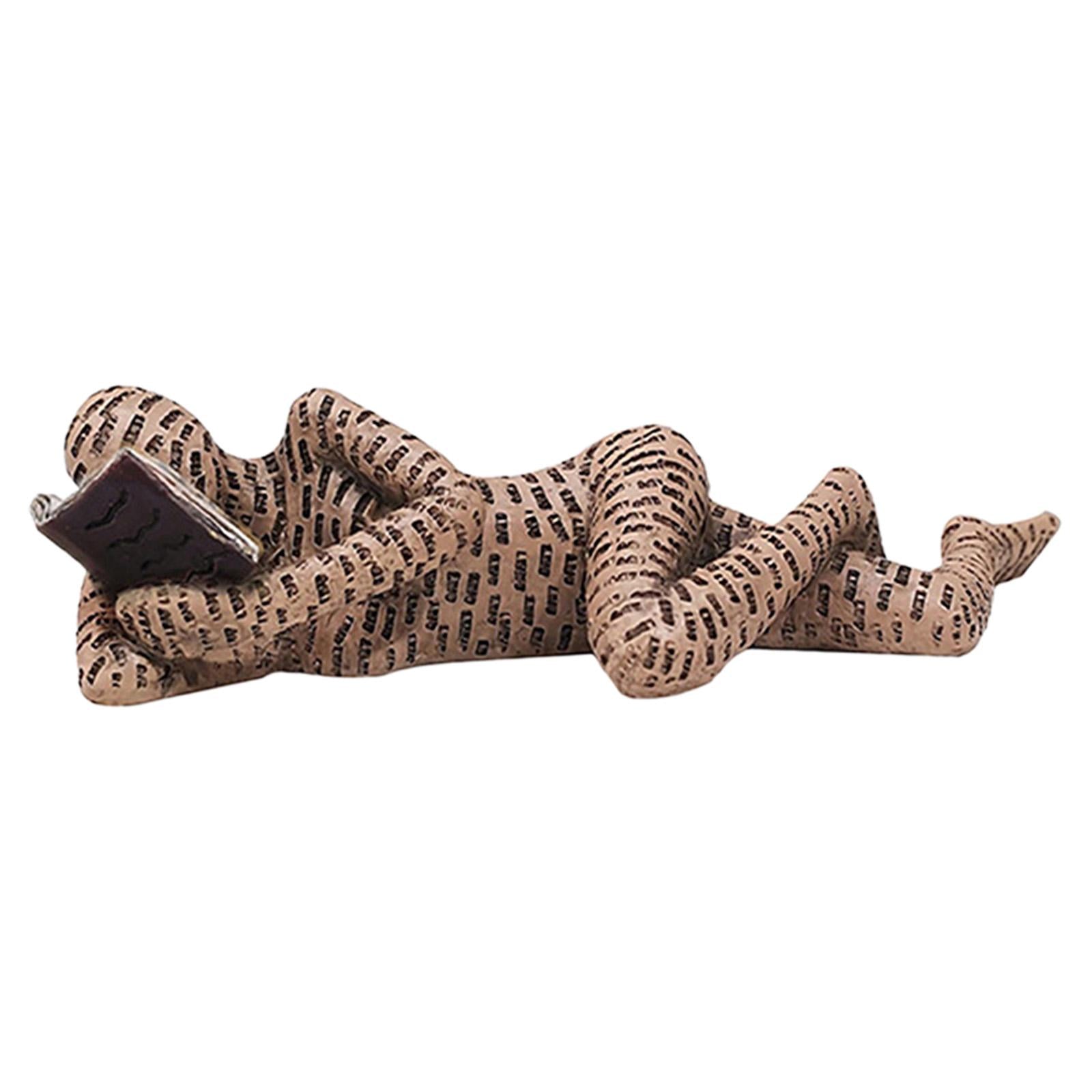 Thinker Statue Reading Woman Figurine for Bedroom Hallway Table Centerpieces Brown