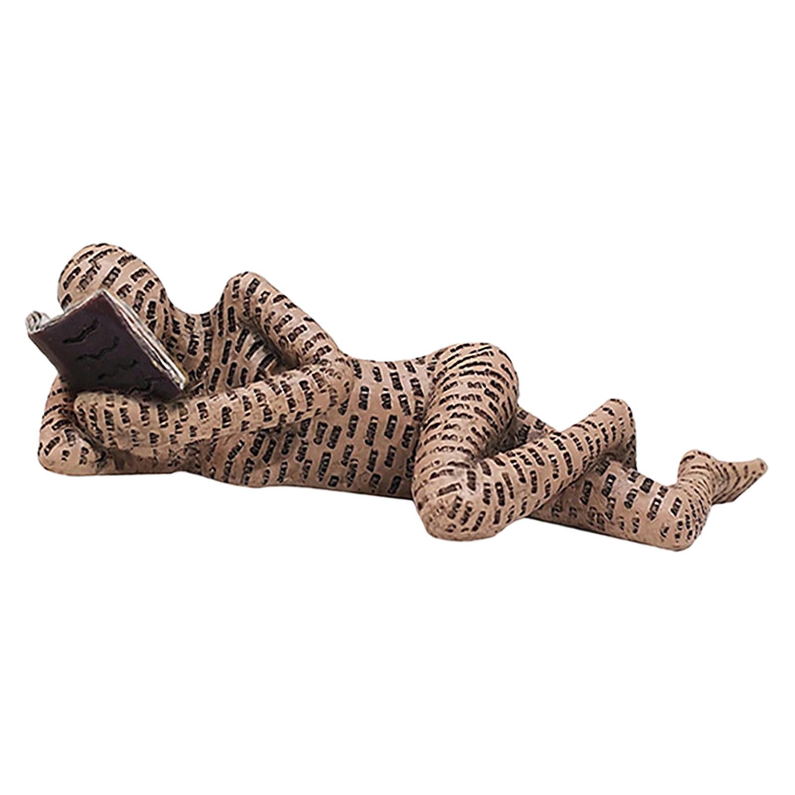 Thinker Statue Reading Woman Figurine for Bedroom Hallway Table Centerpieces Brown