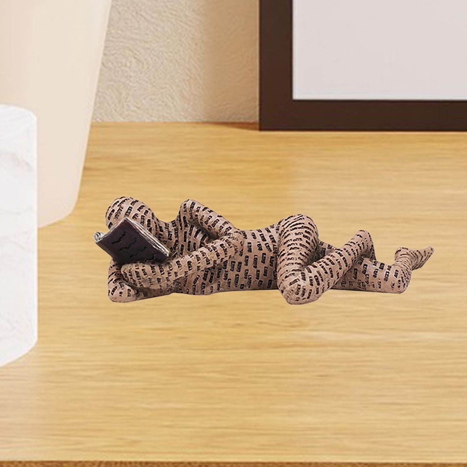 Thinker Statue Reading Woman Figurine for Bedroom Hallway Table Centerpieces Brown