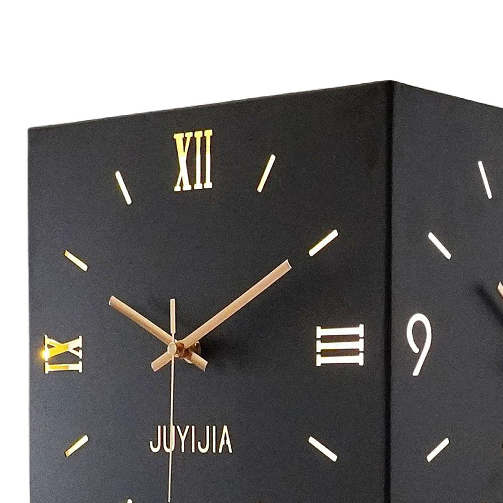 Double Sided Corner Wall Clock with Light for Dining Room Living Room Office Black