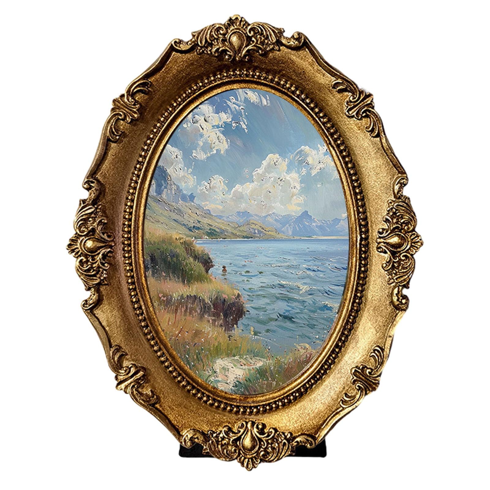 Oval Picture Frame Decorative Photo Display Holder for Office Bedroom Indoor