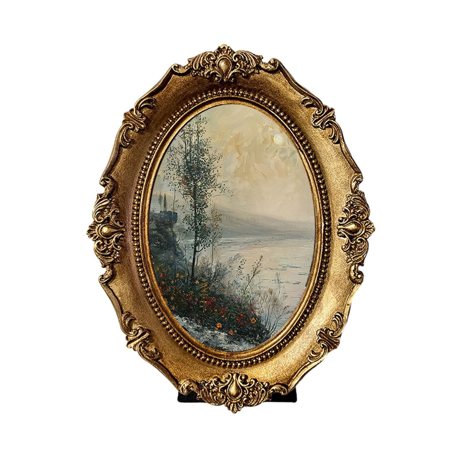 Oval Picture Frame Decorative Photo Display Holder for Office Bedroom Indoor
