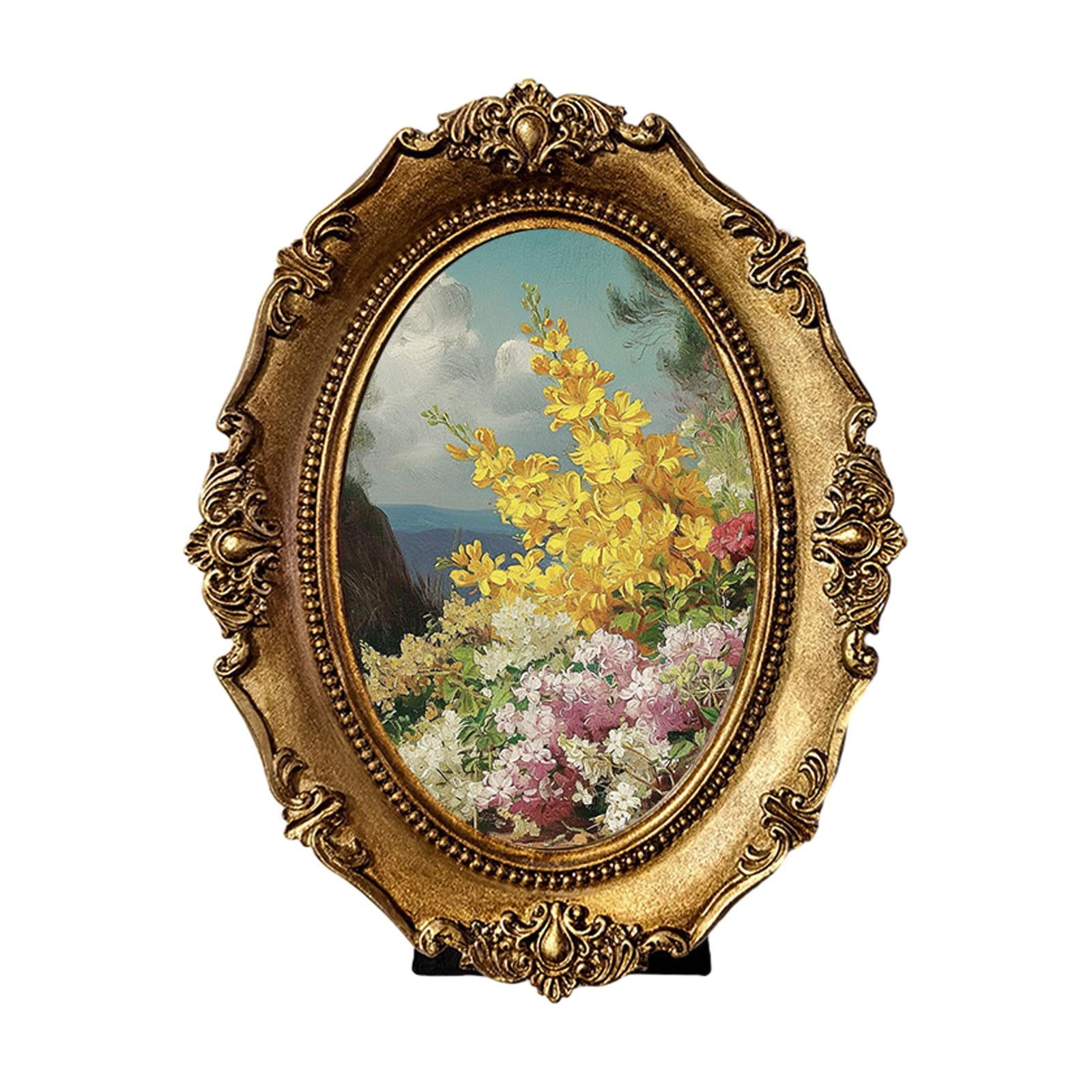 Oval Picture Frame Decorative Photo Display Holder for Office Bedroom Indoor
