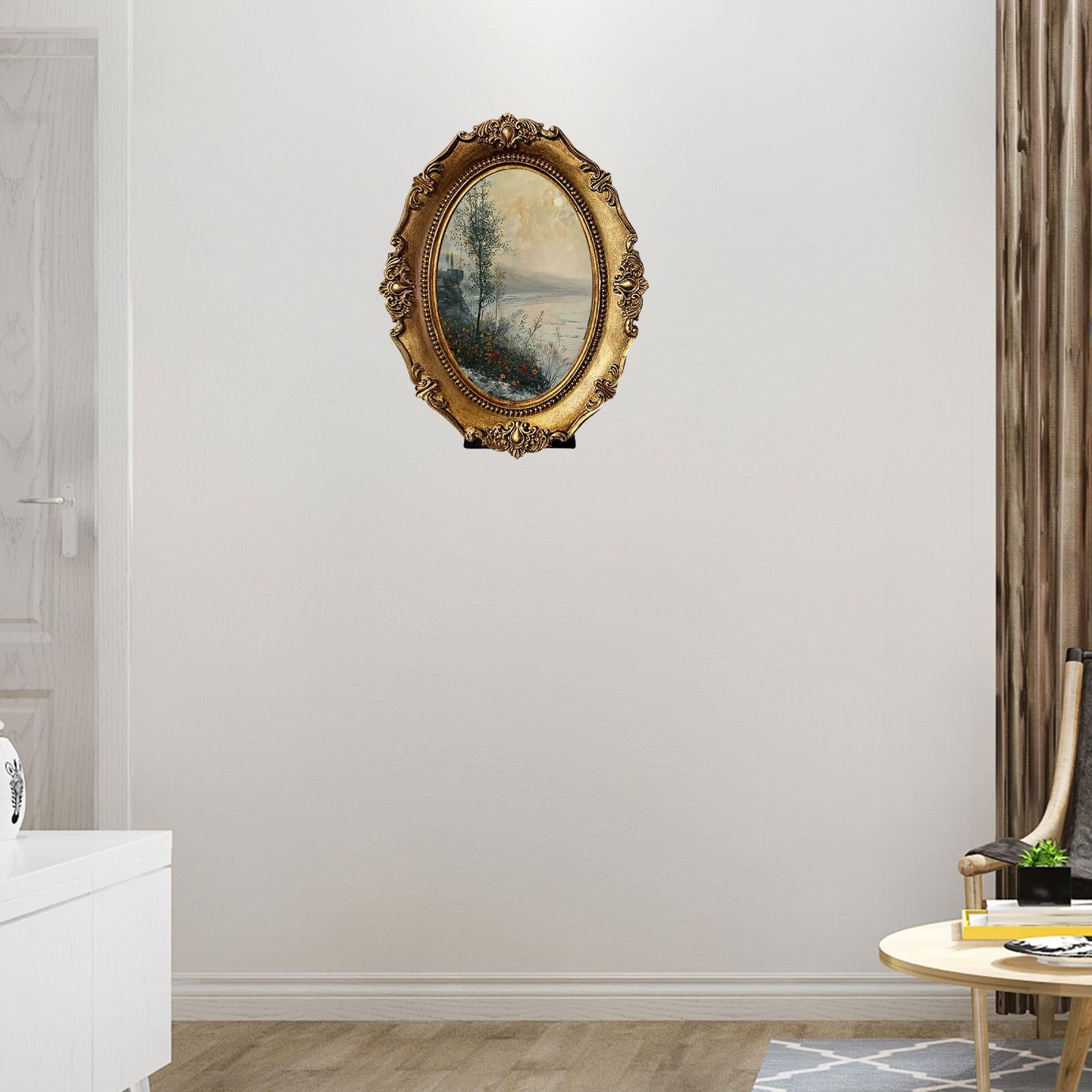 Oval Picture Frame Decorative Photo Display Holder for Office Bedroom Indoor