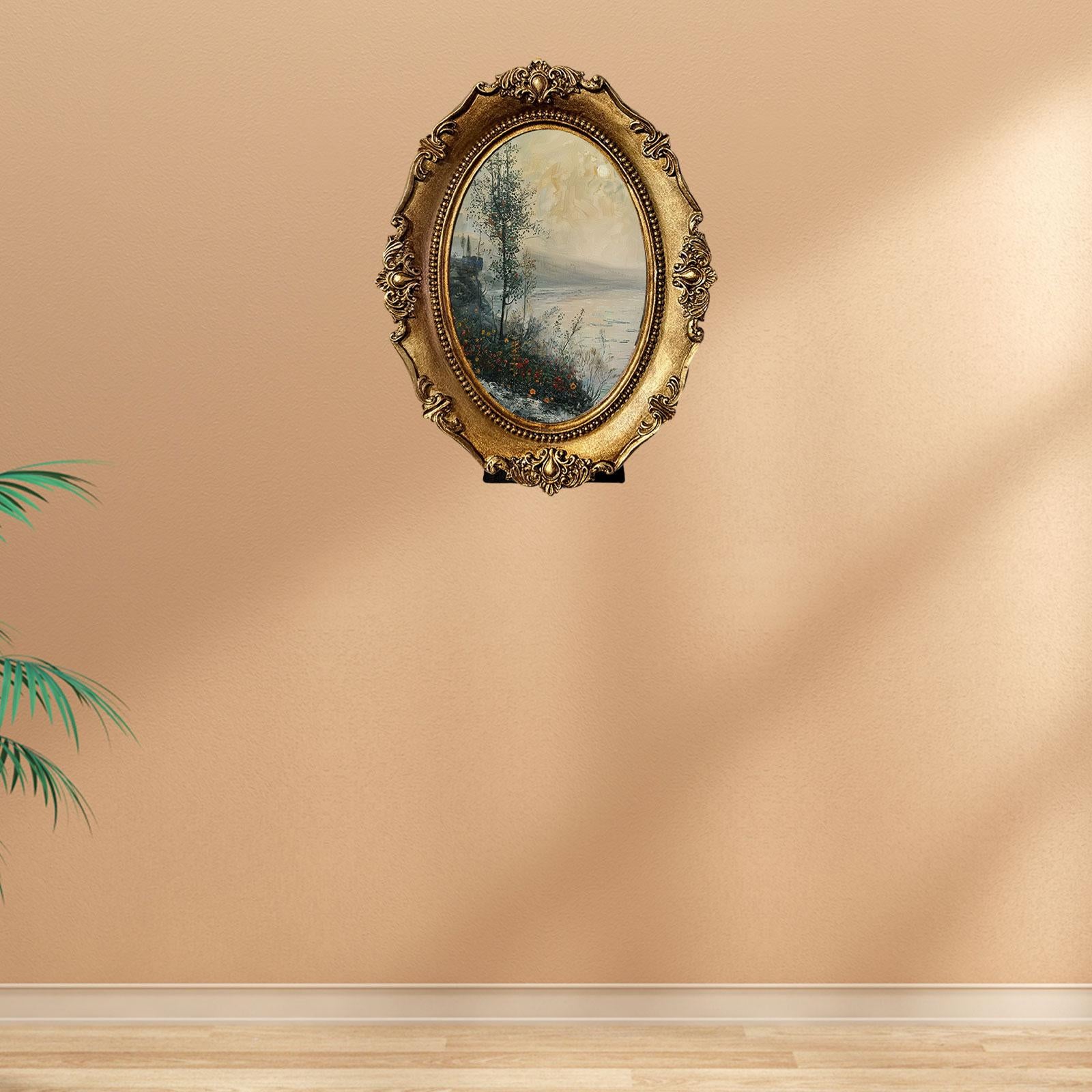 Oval Picture Frame Decorative Photo Display Holder for Office Bedroom Indoor