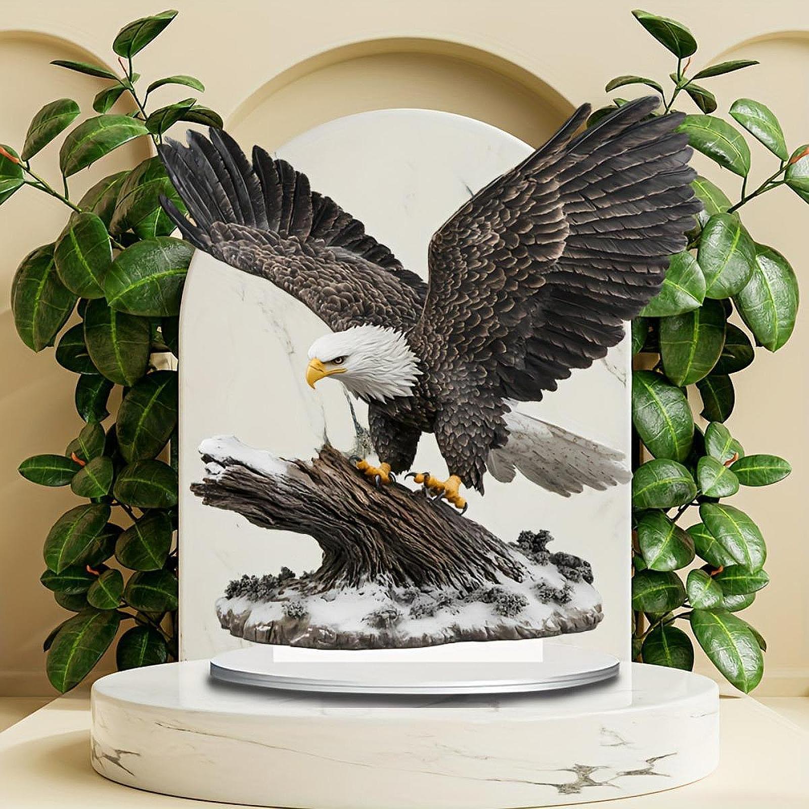 Acrylic Eagle Ornament DIY Unique with Base for Display Shelf Holiday Corner