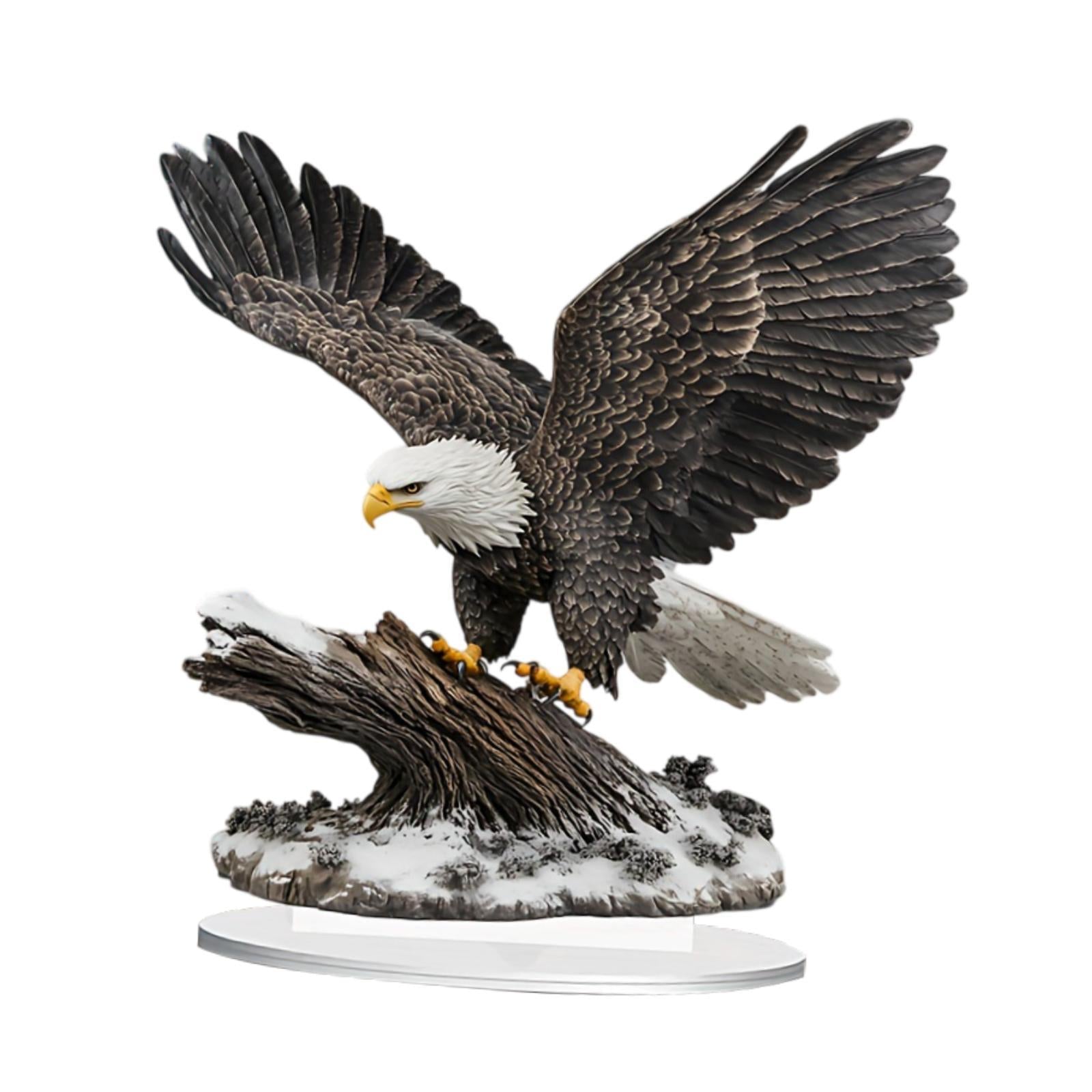 Acrylic Eagle Ornament DIY Unique with Base for Display Shelf Holiday Corner