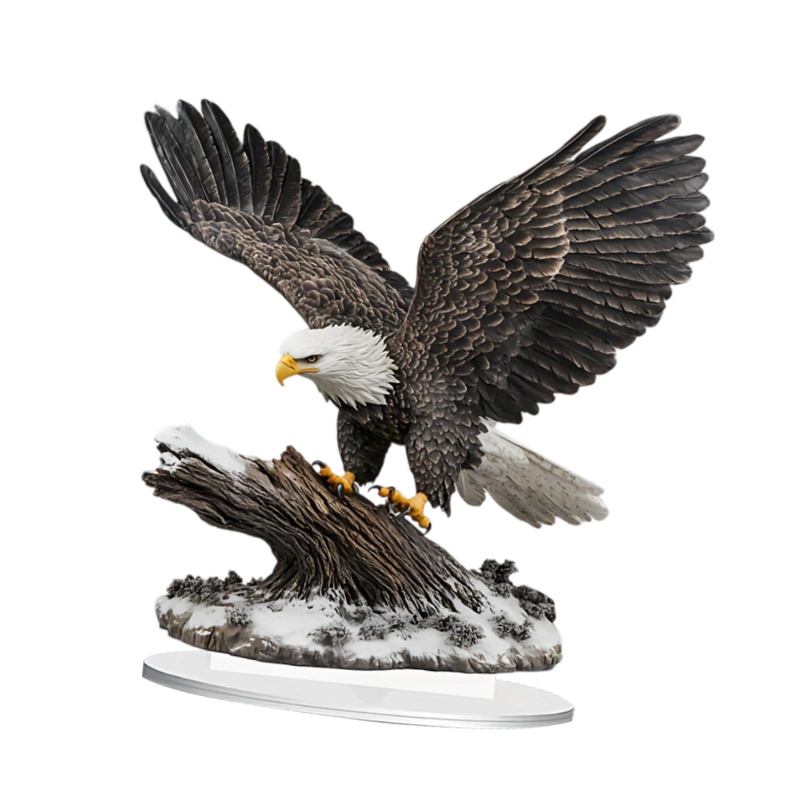 Acrylic Eagle Ornament DIY Unique with Base for Display Shelf Holiday Corner