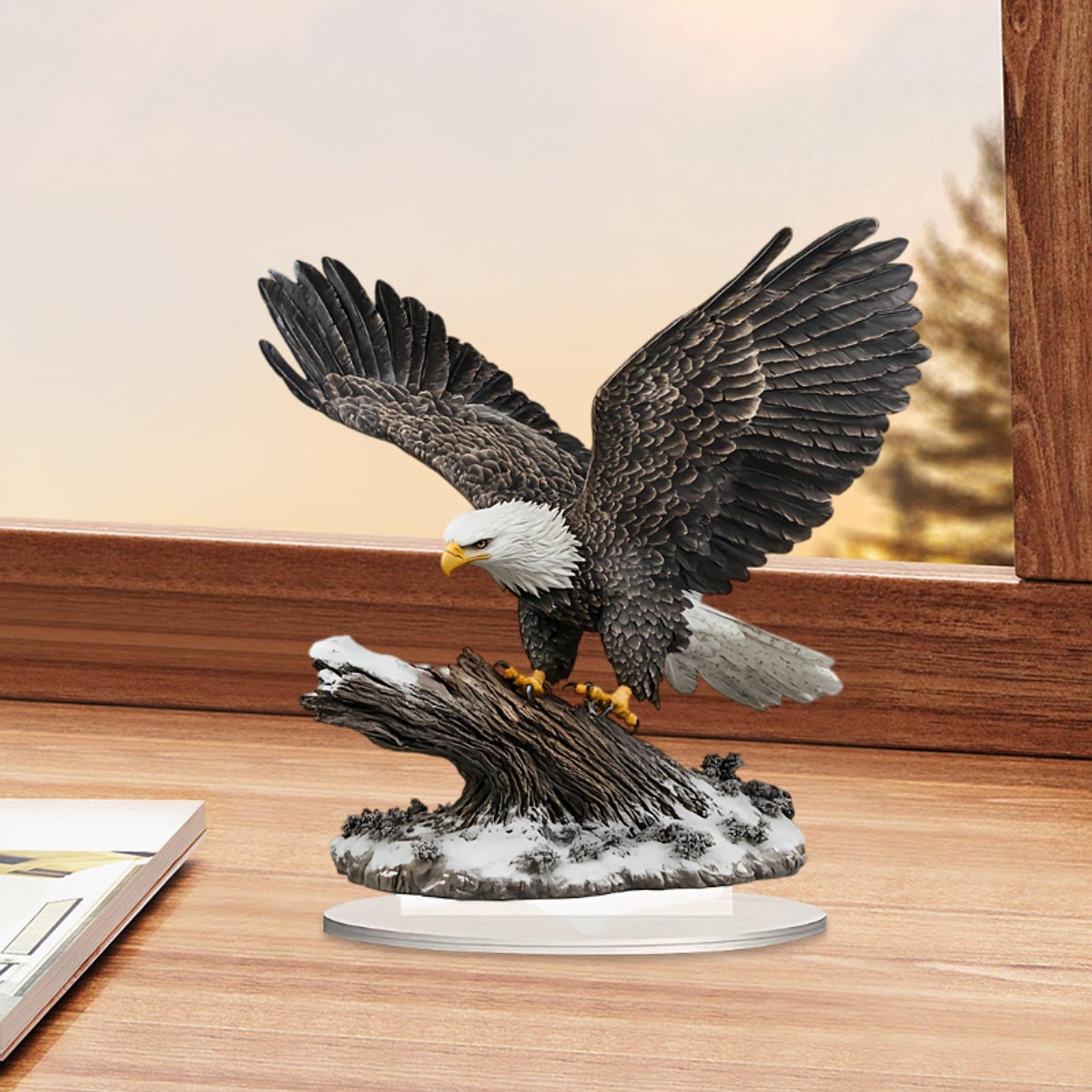 Acrylic Eagle Ornament DIY Unique with Base for Display Shelf Holiday Corner
