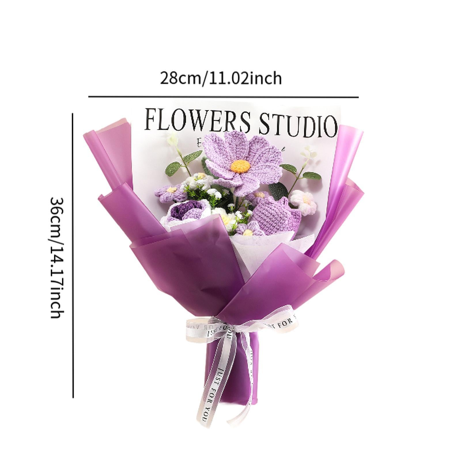 Crochet Bouquet Knitted Artificial Gesang Flowers for Teacher’ Day Women Mom Purple