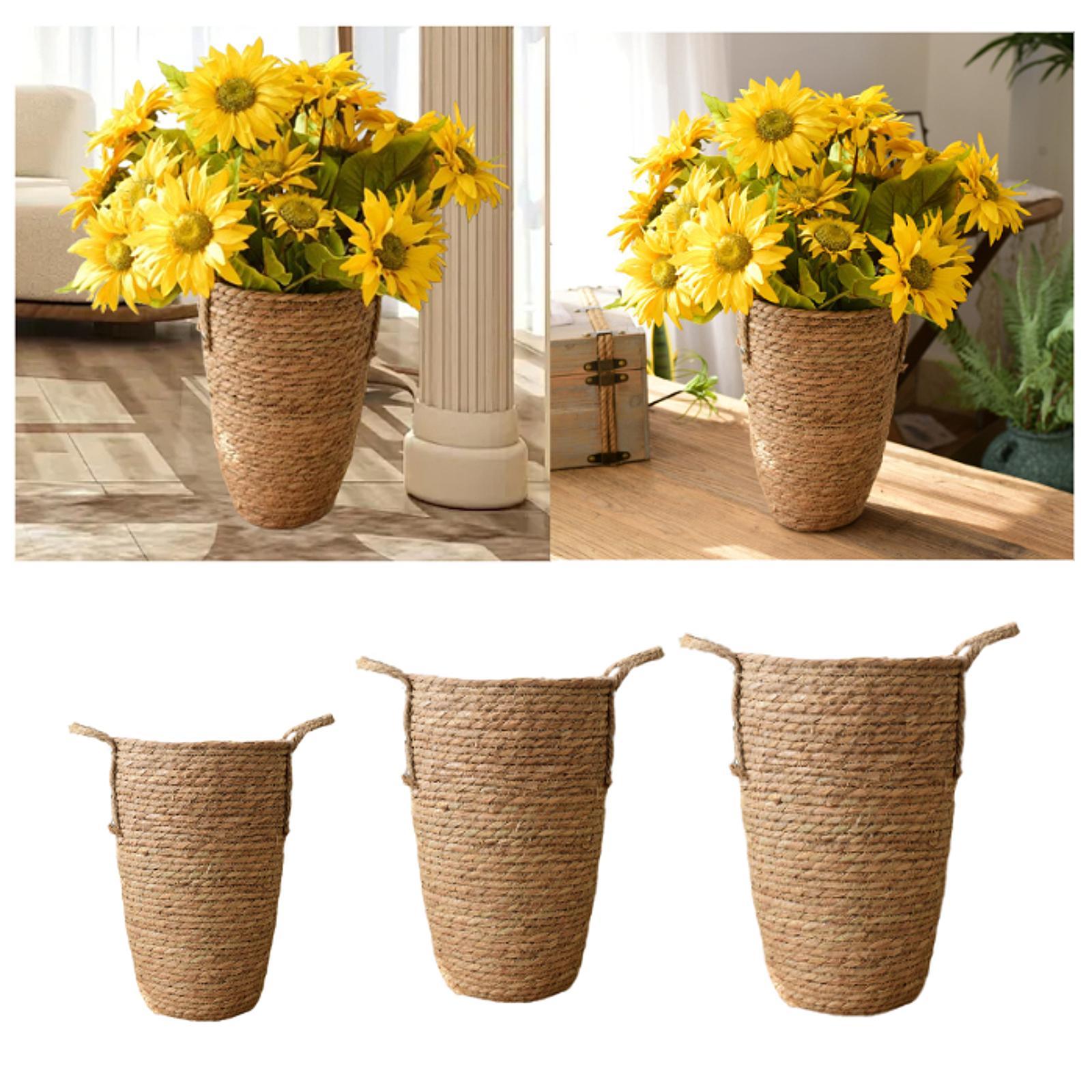 Straw Woven Planter Basket Multifunctional Organizer for Floor Indoor S