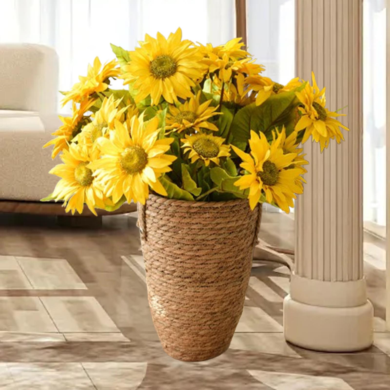 Straw Woven Planter Basket Multifunctional Organizer for Floor Indoor M