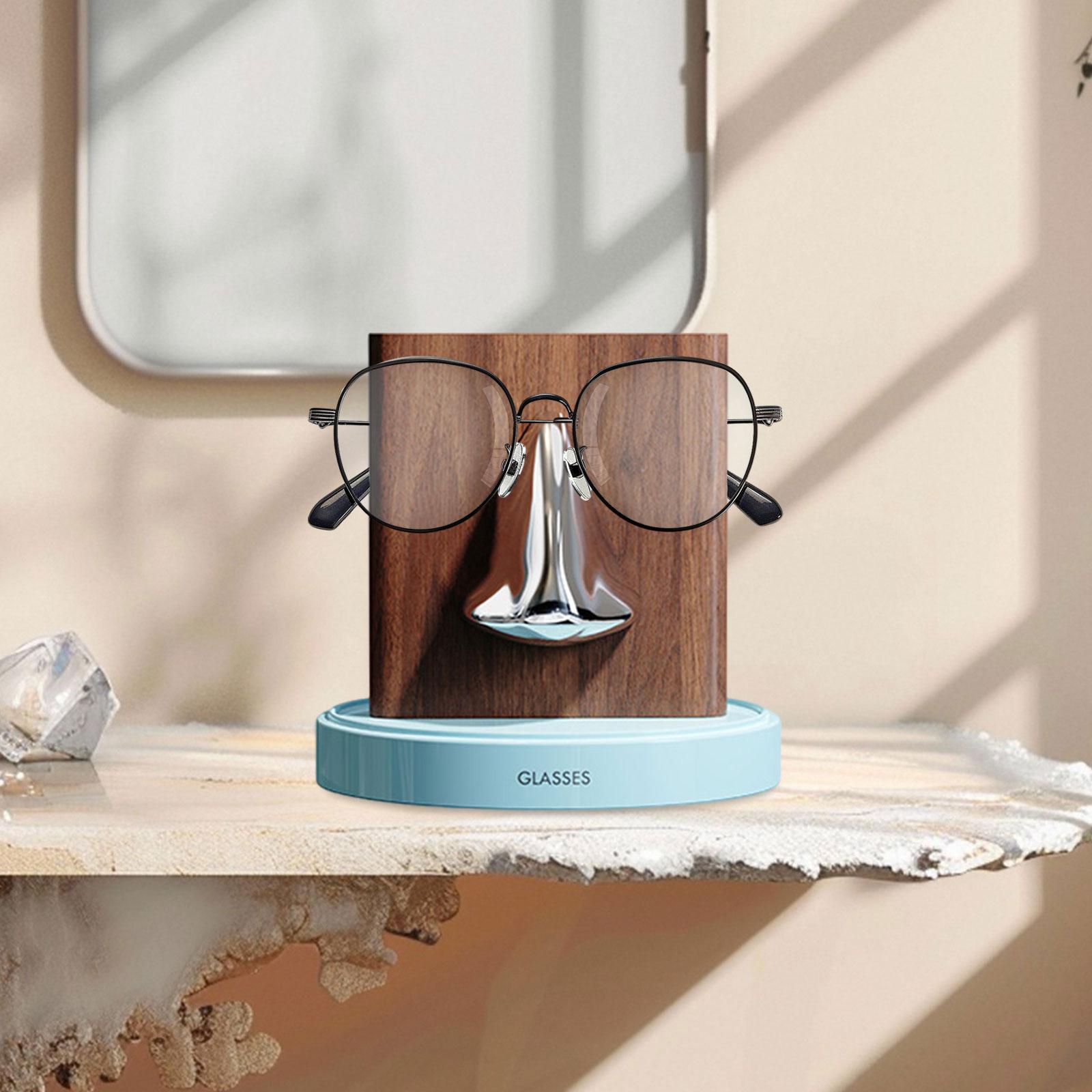 Human Nose Glasses Holder Stand Friends Gift for Bedroom Entryway Home Decor Blue Silvery Brown