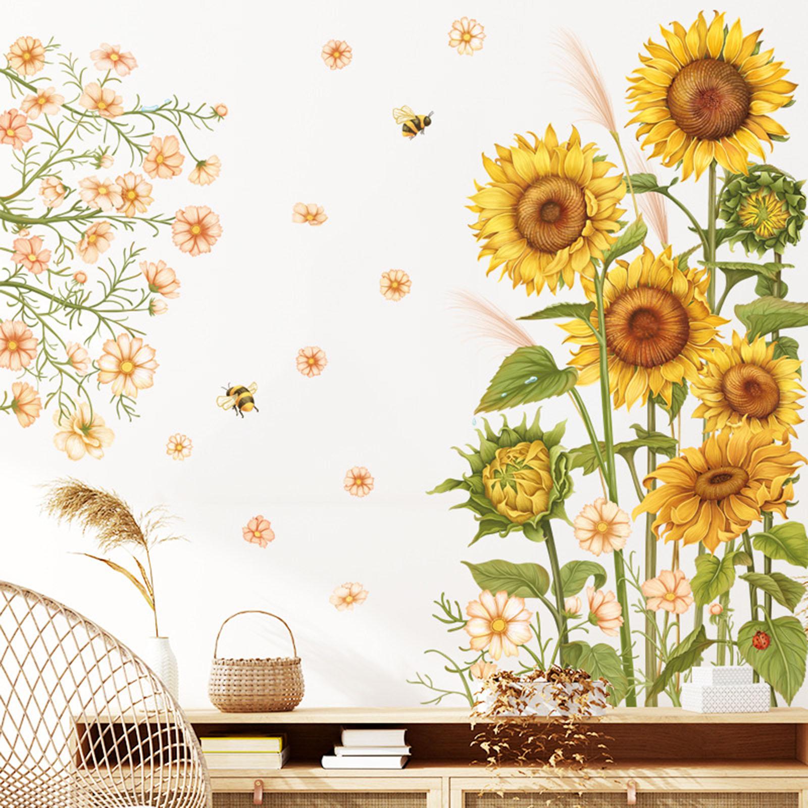 Sunflower Wall Sticker Set PVC Plants Murals for Bedroom Nursery Living Room