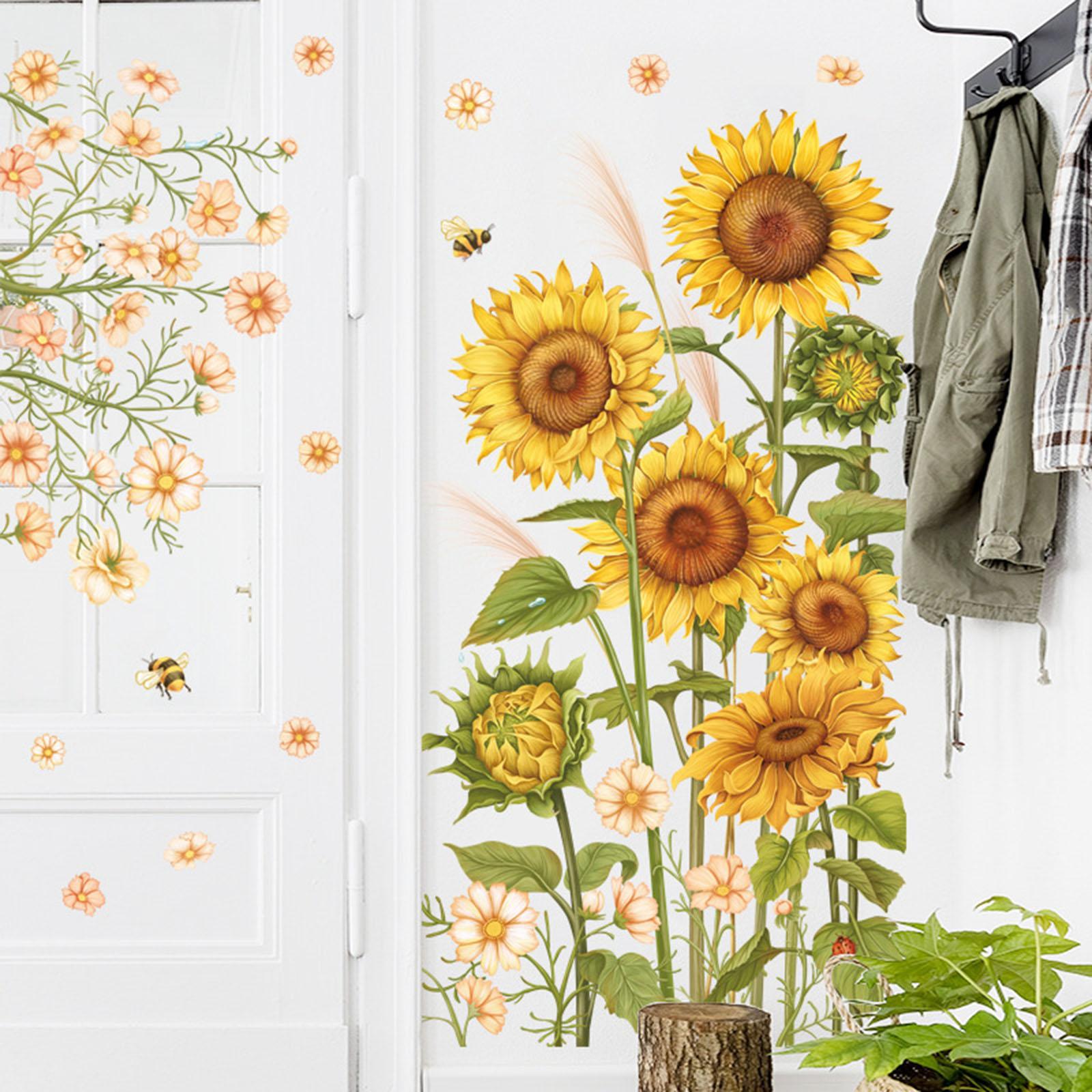 Sunflower Wall Sticker Set PVC Plants Murals for Bedroom Nursery Living Room