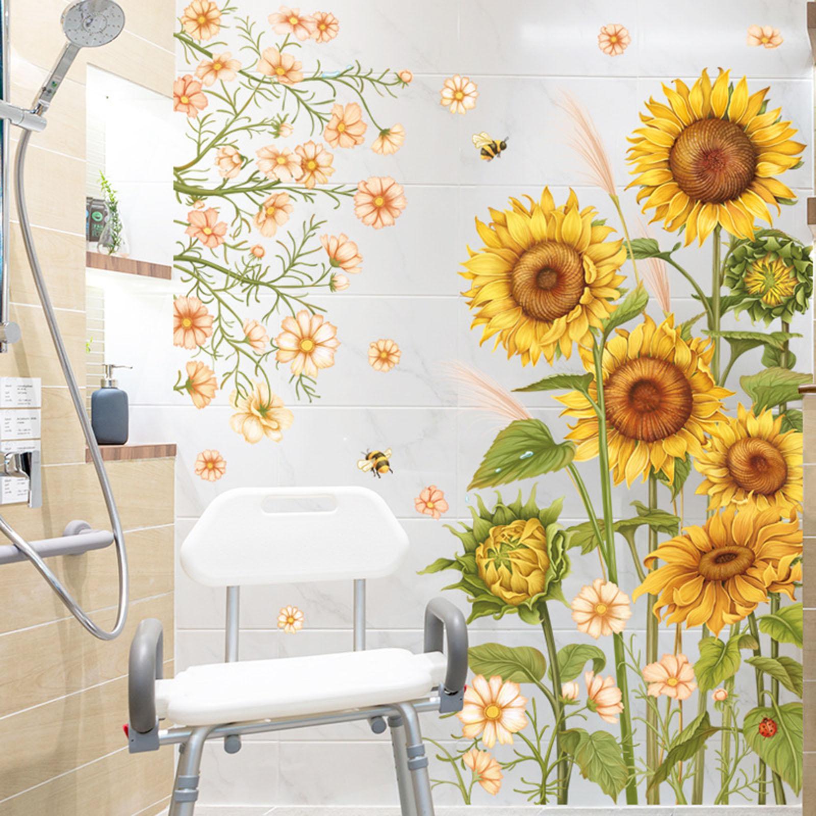 Sunflower Wall Sticker Set PVC Plants Murals for Bedroom Nursery Living Room
